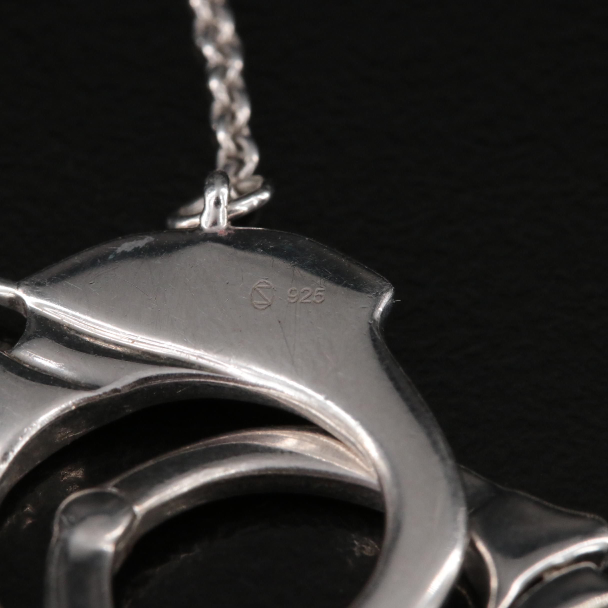 Sterling Diamond Handcuff Necklace