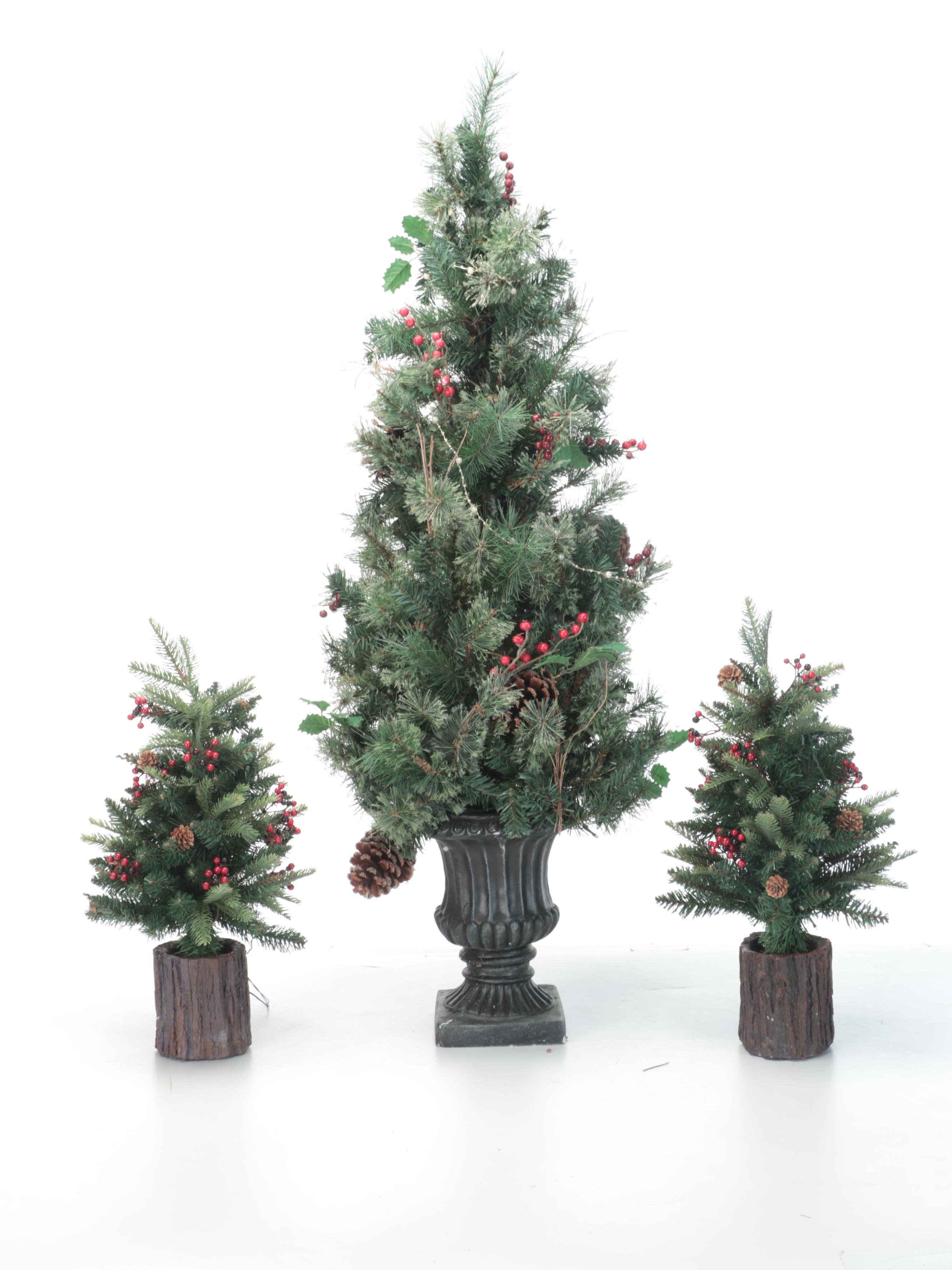 Illuminated Faux Trees and Other Faux Berries, Cattails, and More