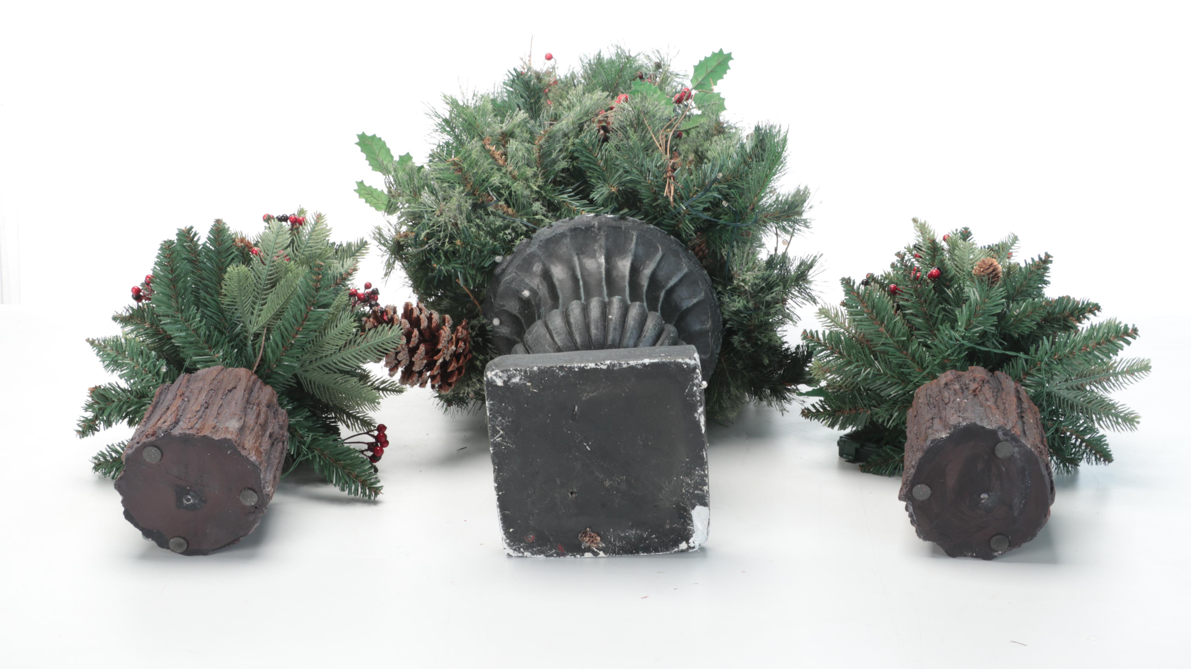 Illuminated Faux Trees and Other Faux Berries, Cattails, and More