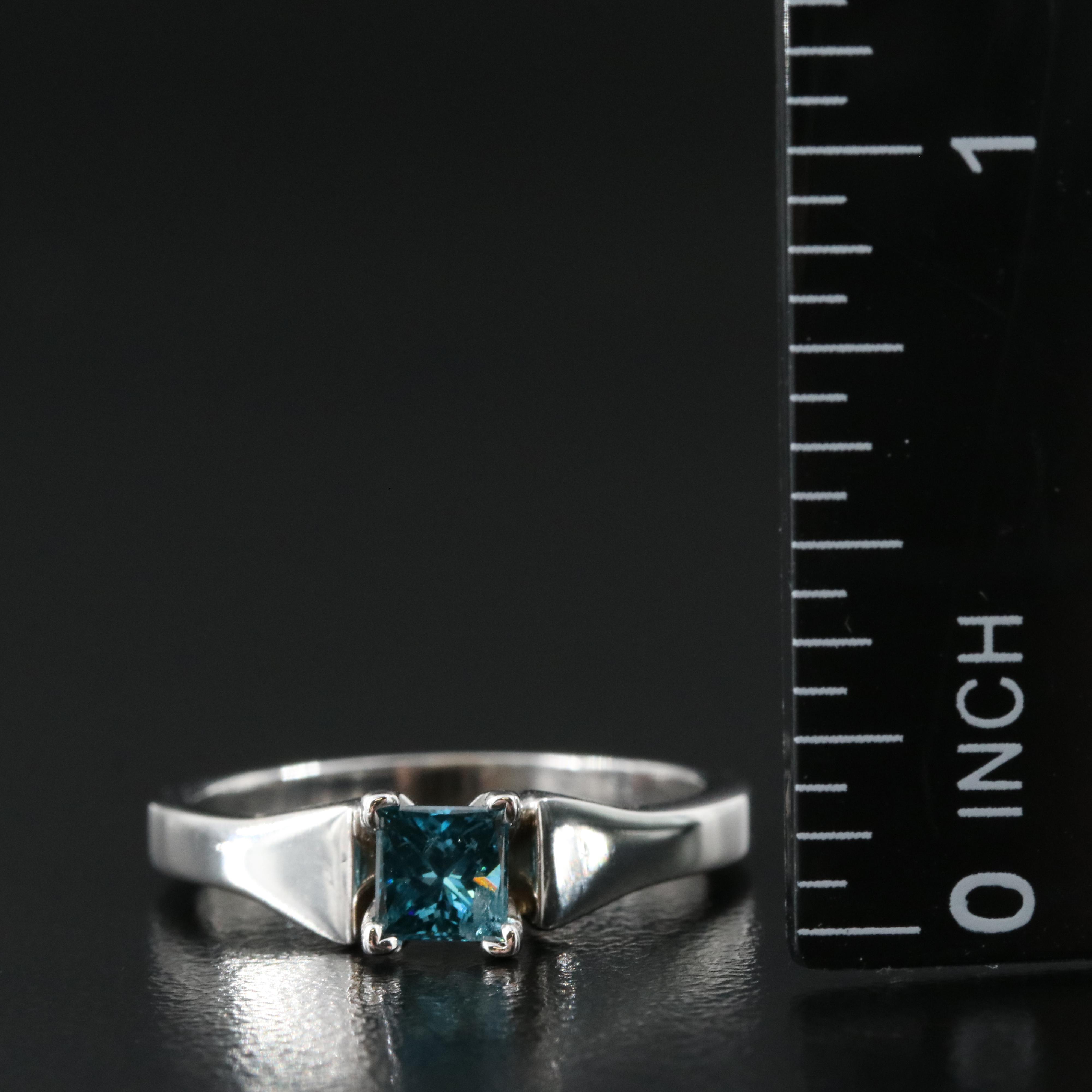 14K 0.50 CT Fancy Dark Blue Diamond Solitaire Ring