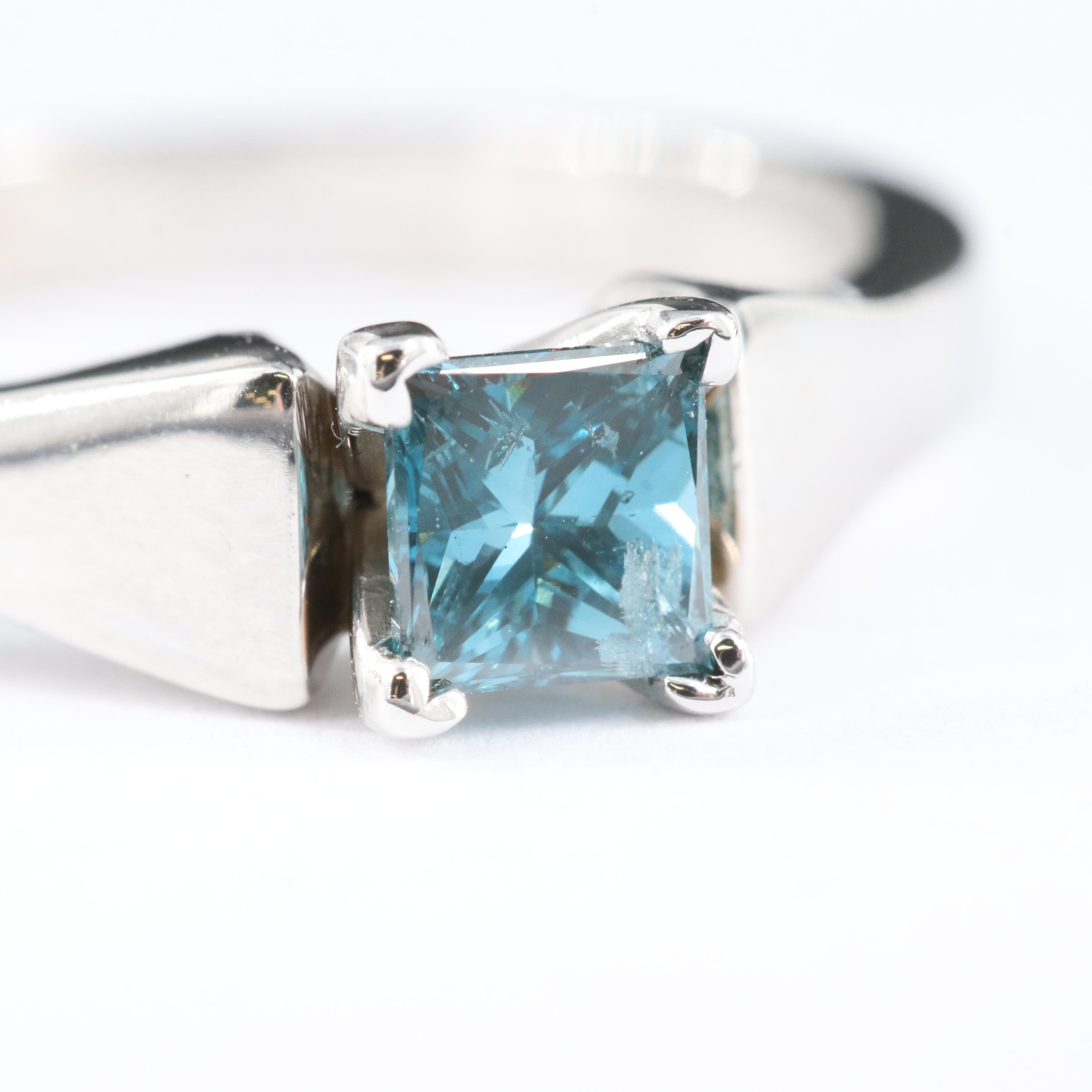 14K 0.50 CT Fancy Dark Blue Diamond Solitaire Ring