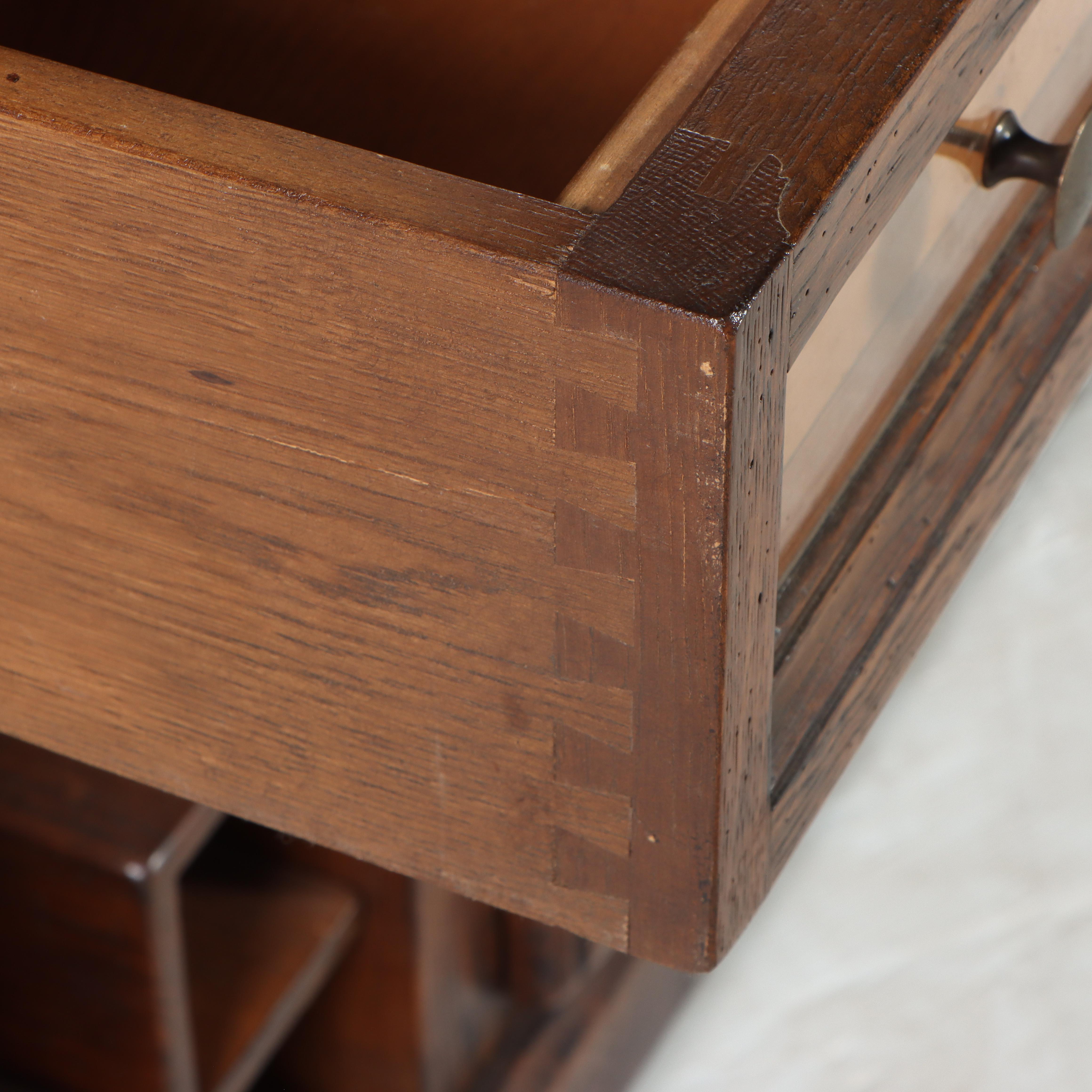 Jean Utges Brass-Mounted Oak Rolling Kitchen Island