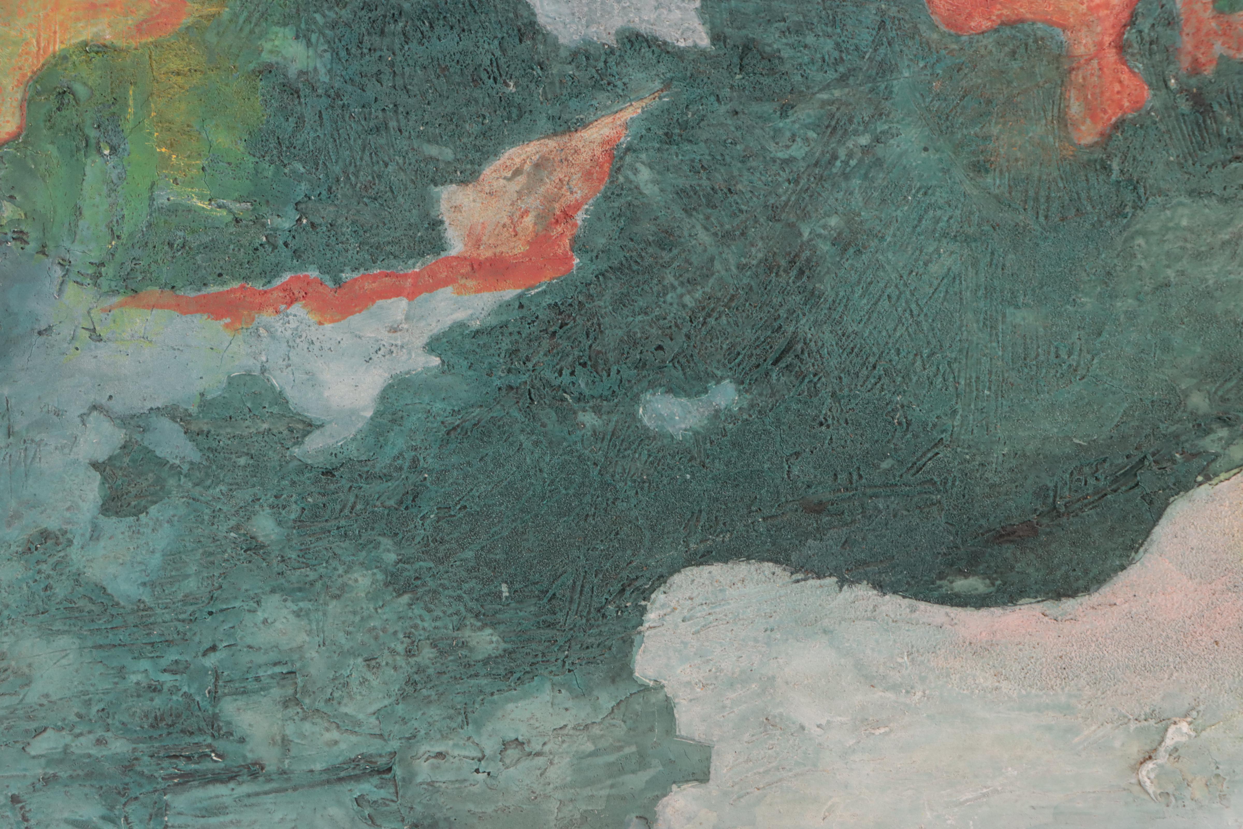 Nonobjective Impasto Mixed Media Painting