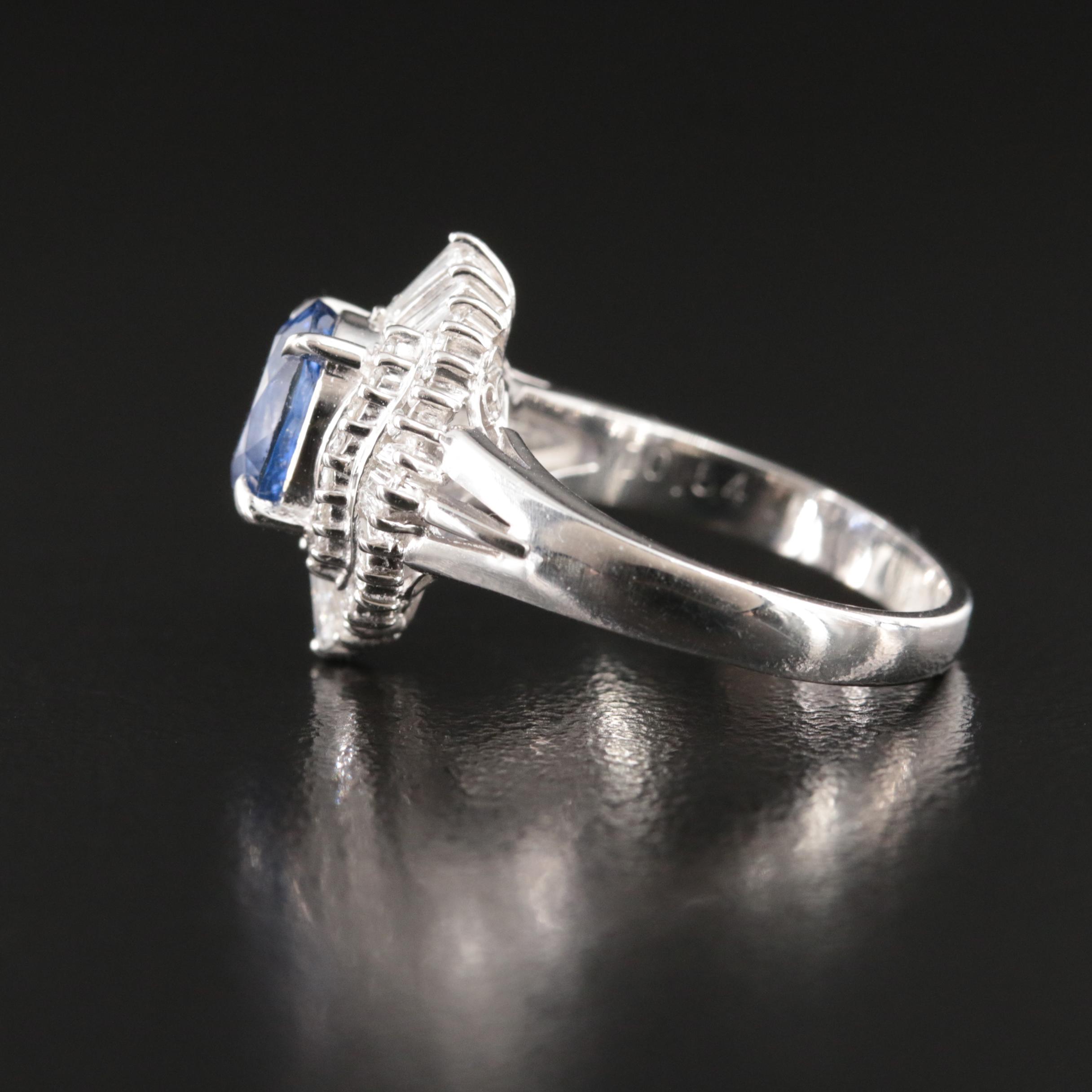 Platinum 2.31 CT Ceylon Color Change Sapphire and Diamond Ring with GIA Report