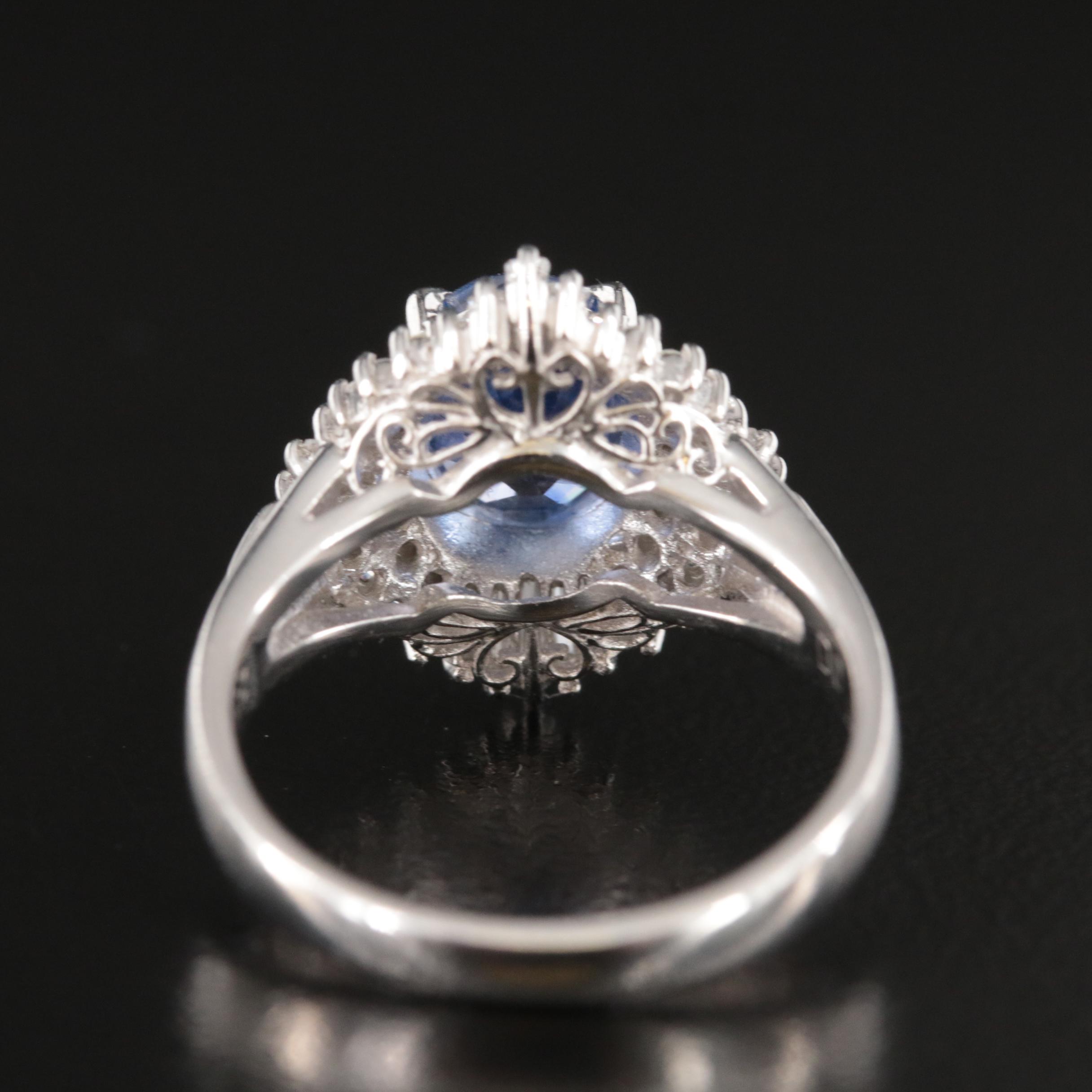 Platinum 2.31 CT Ceylon Color Change Sapphire and Diamond Ring with GIA Report