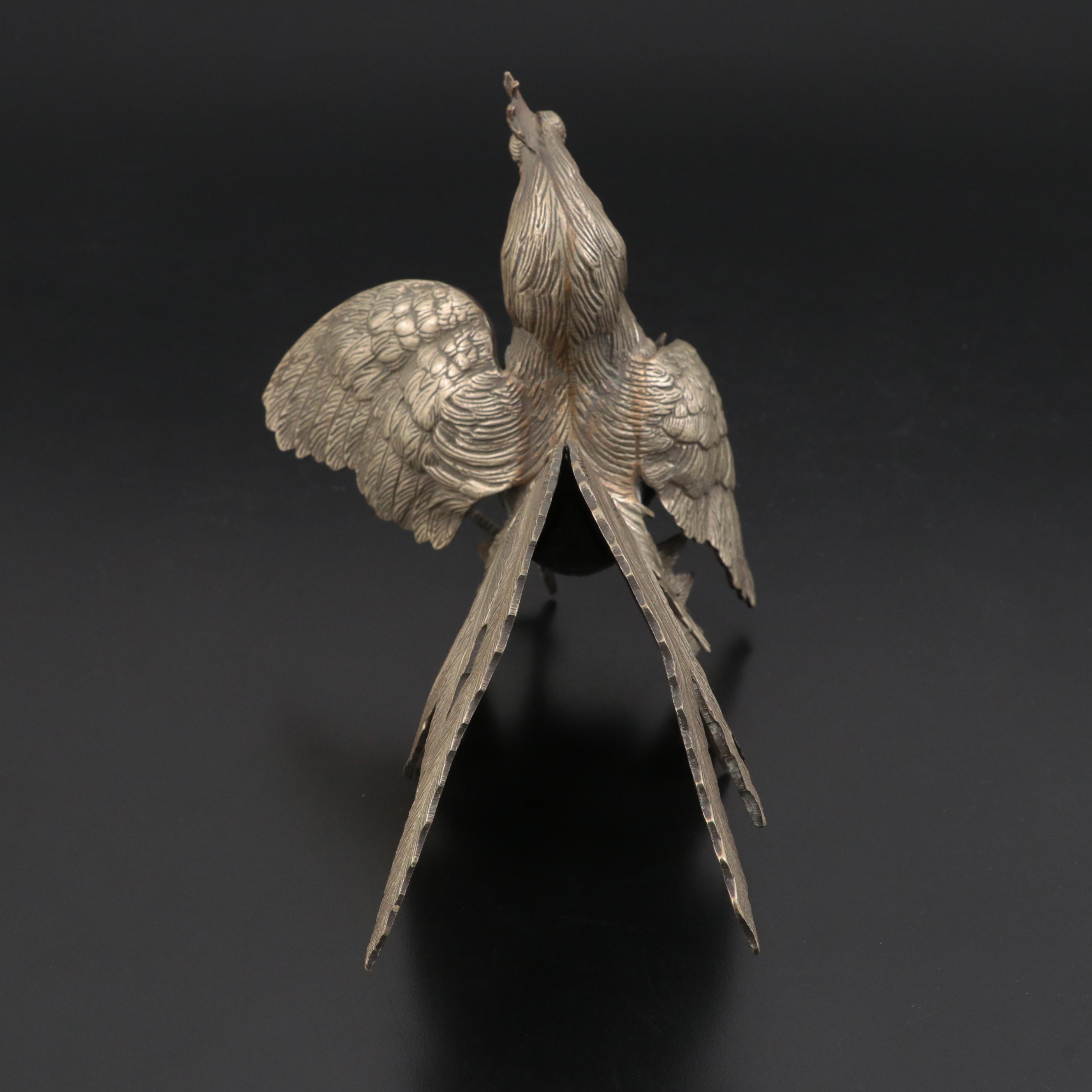 Victorian Style Metal Fighting Rooster Figurines, 20th Century