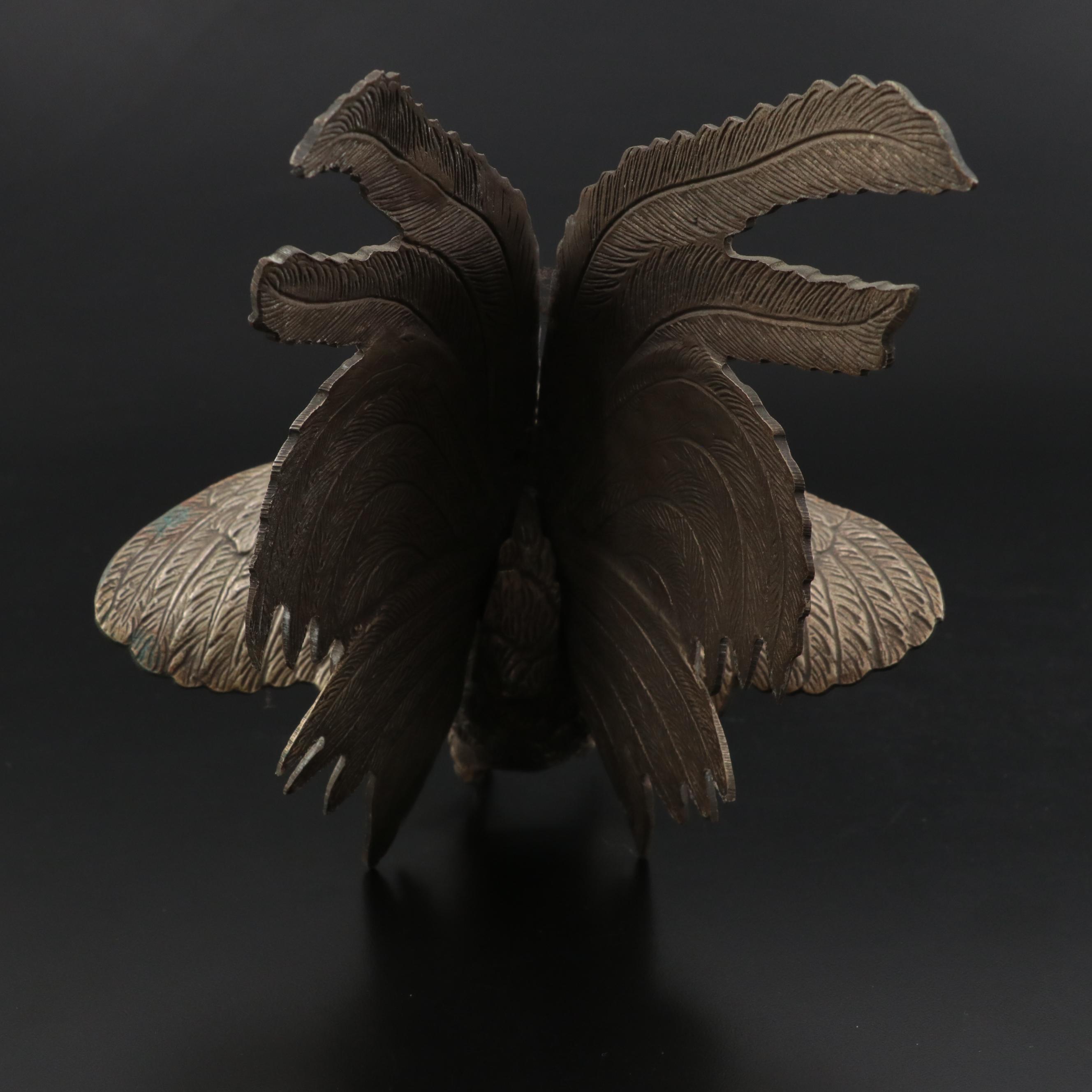 Victorian Style Metal Fighting Rooster Figurines, 20th Century