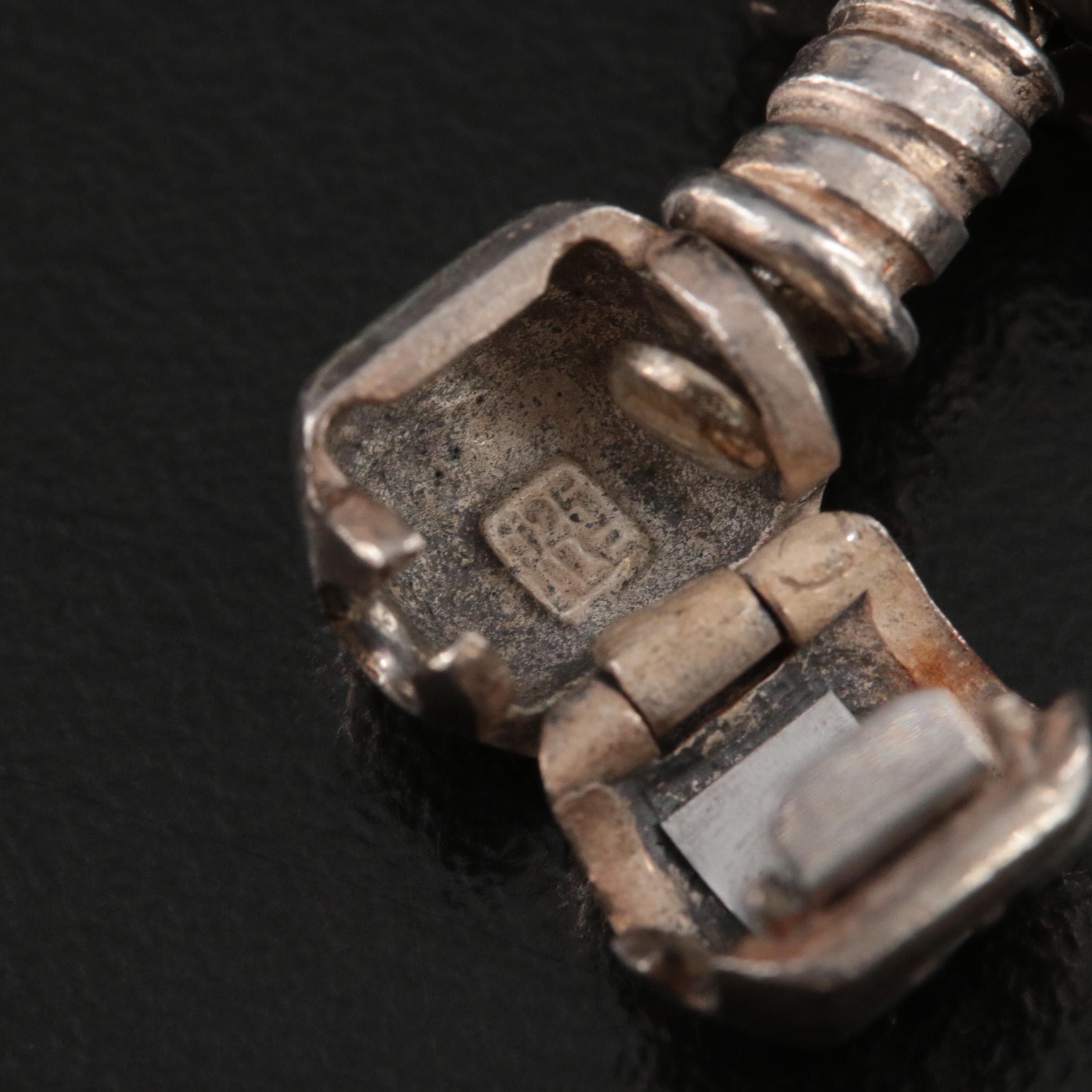 Pandora Sterling Charm Bracelet Including Glass and Cubic Zirconia