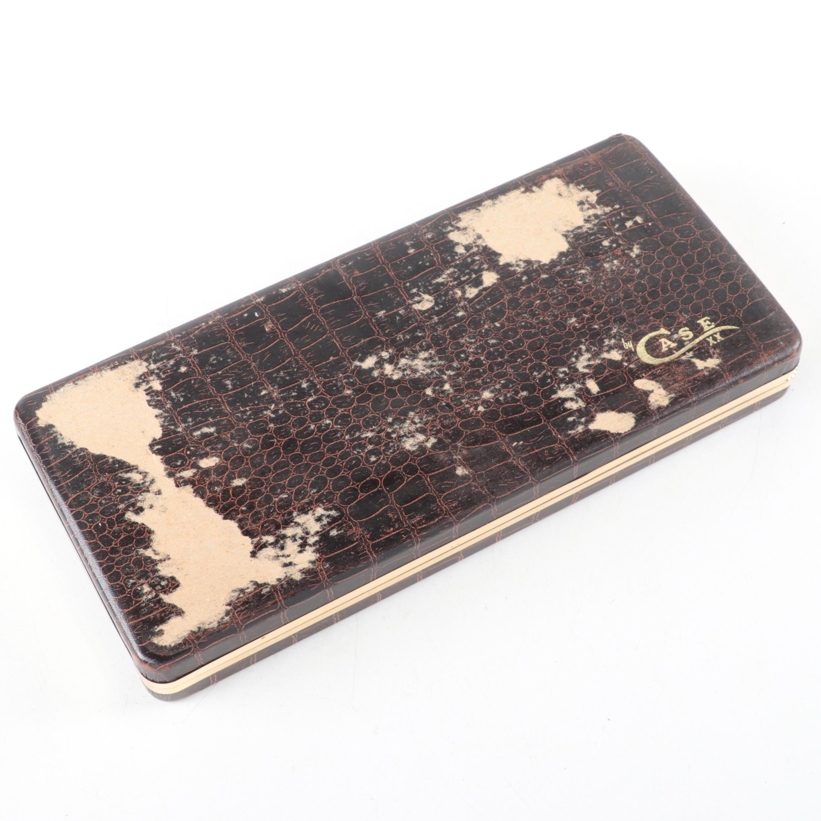 Case Antler and Bone Handled Stainless Steel Folding Knife Set, 1979