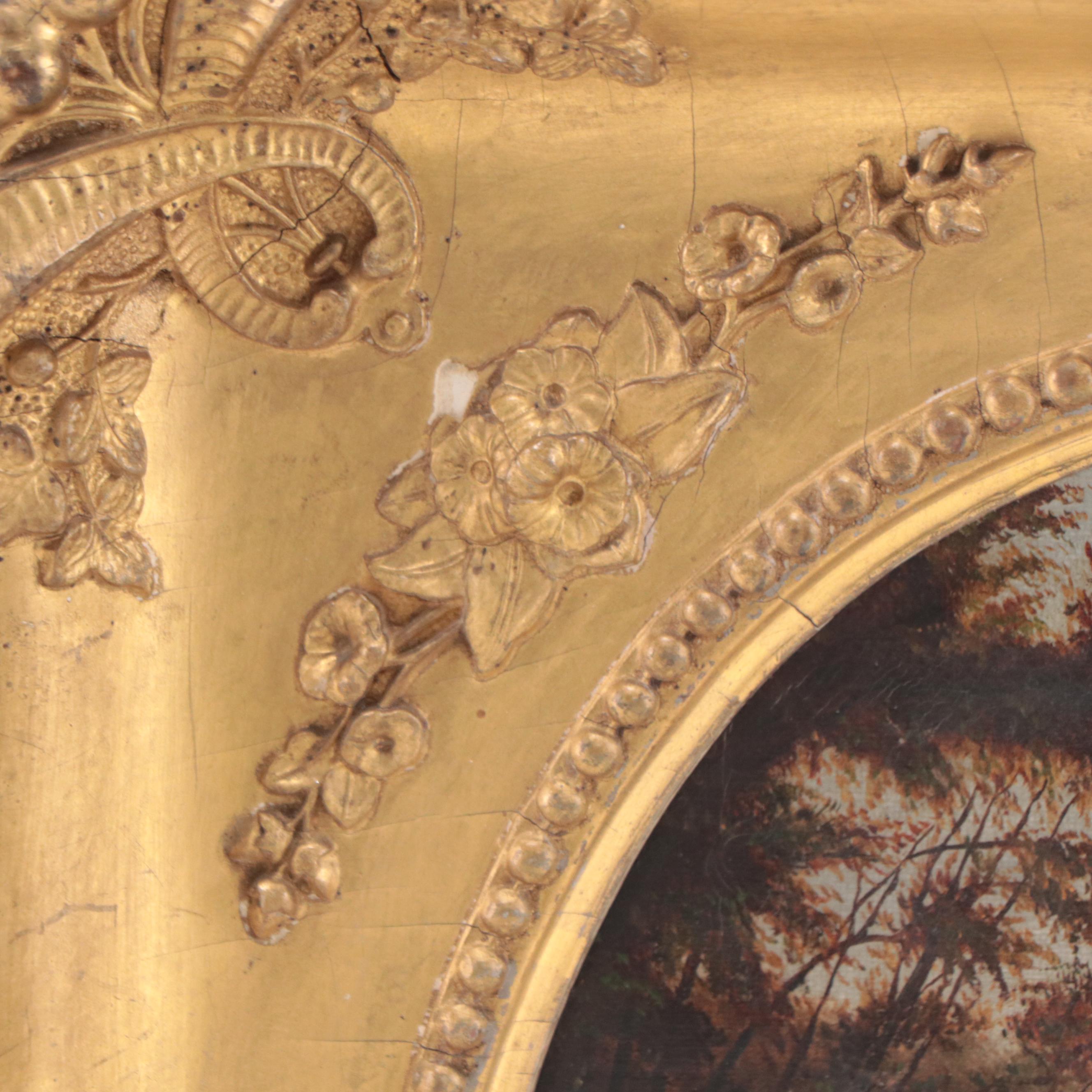 Waterfall Landscape Oil Painting, 19th Century