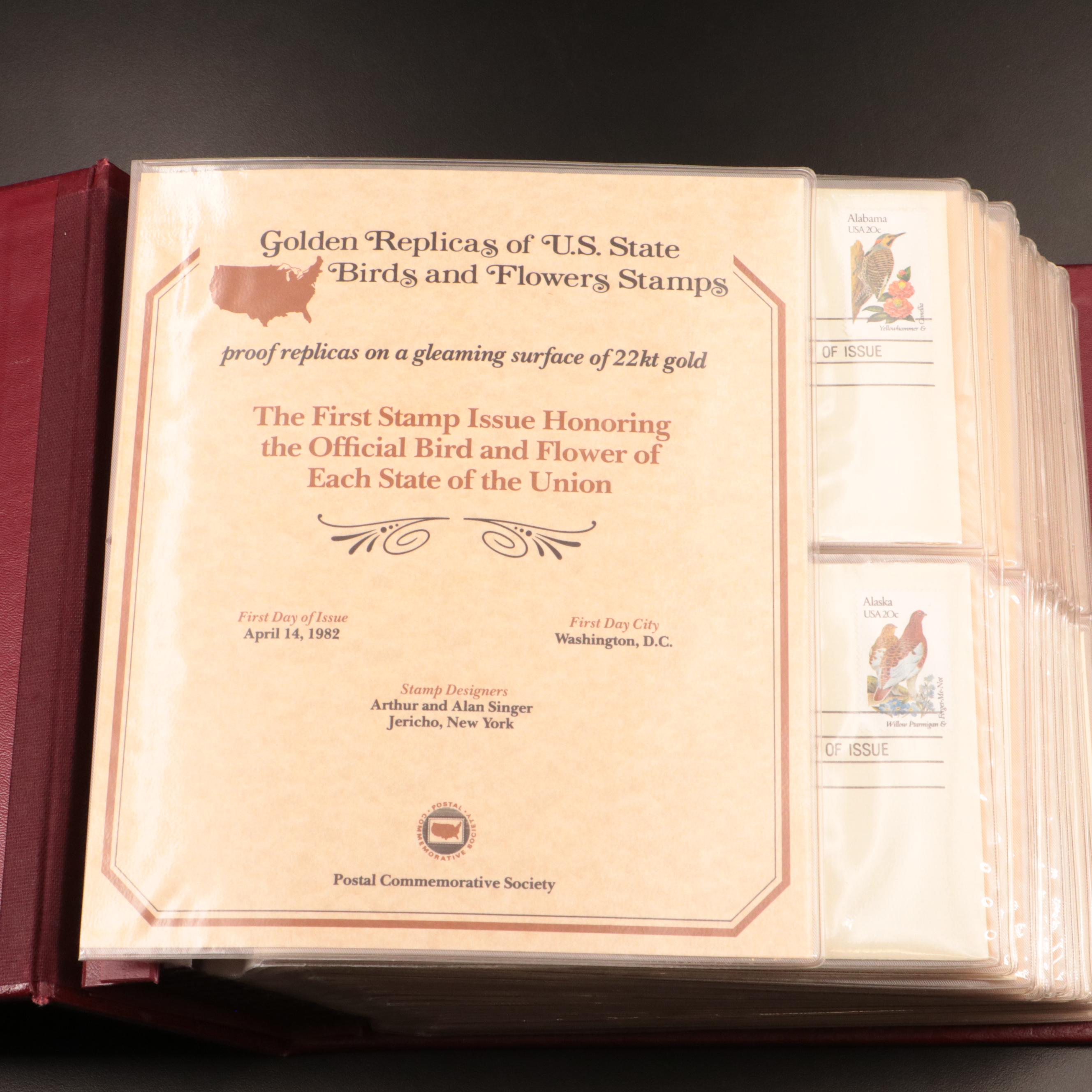 "Golden Replicas of U.S. State Birds and Flowers Stamps" Album