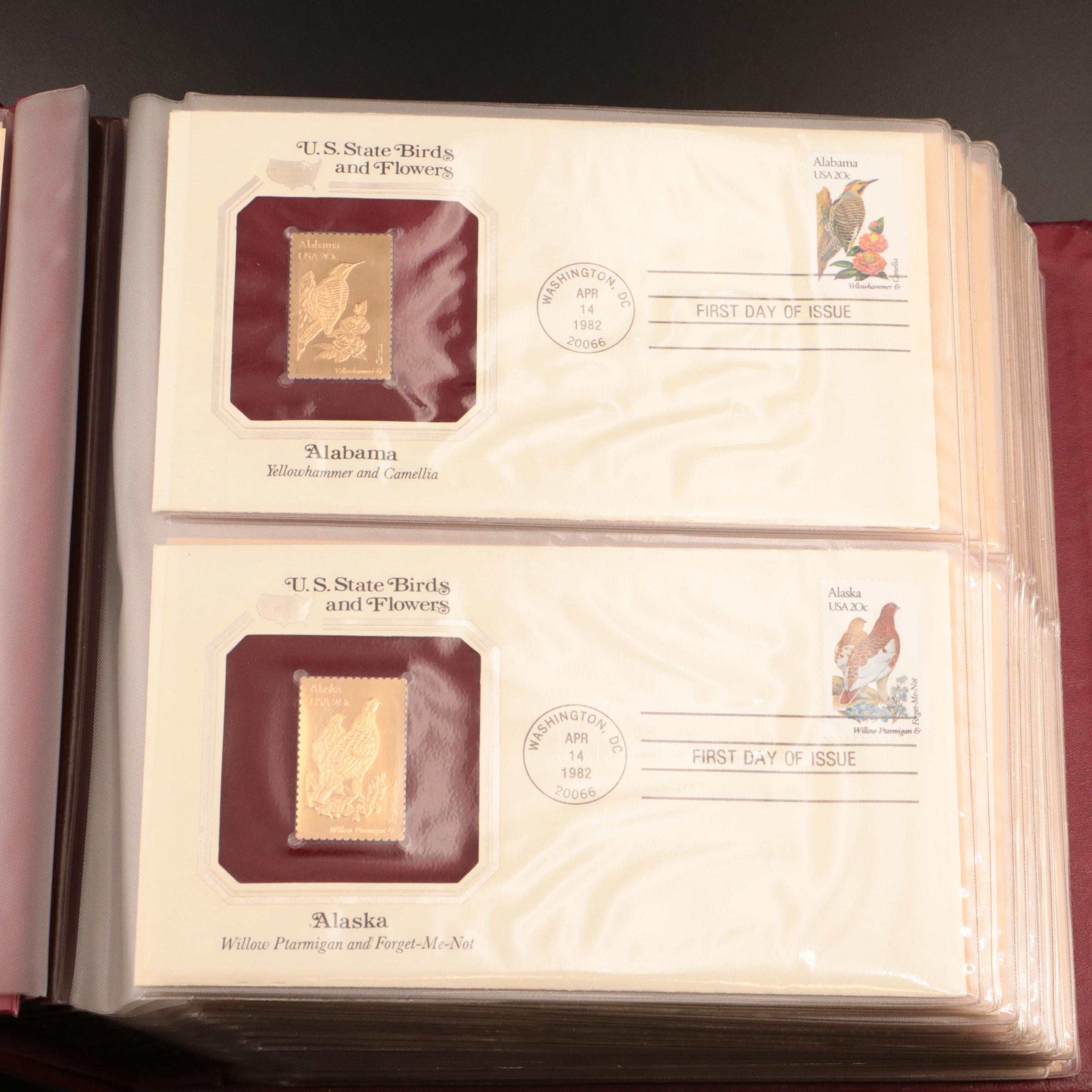 "Golden Replicas of U.S. State Birds and Flowers Stamps" Album