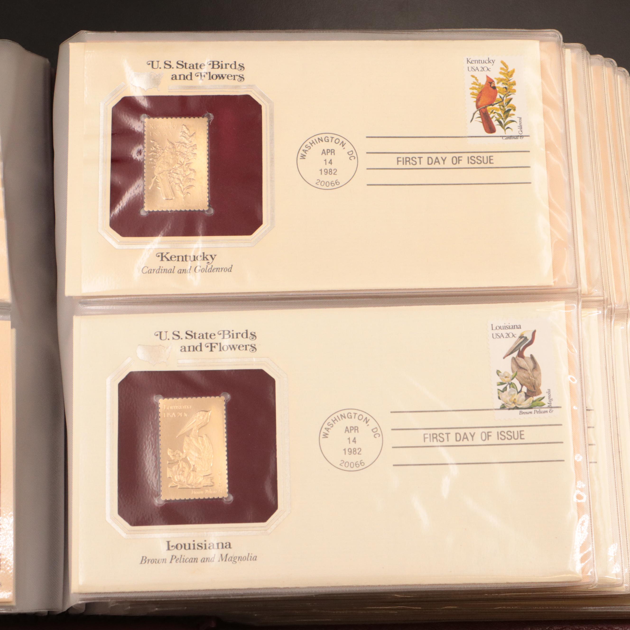 "Golden Replicas of U.S. State Birds and Flowers Stamps" Album