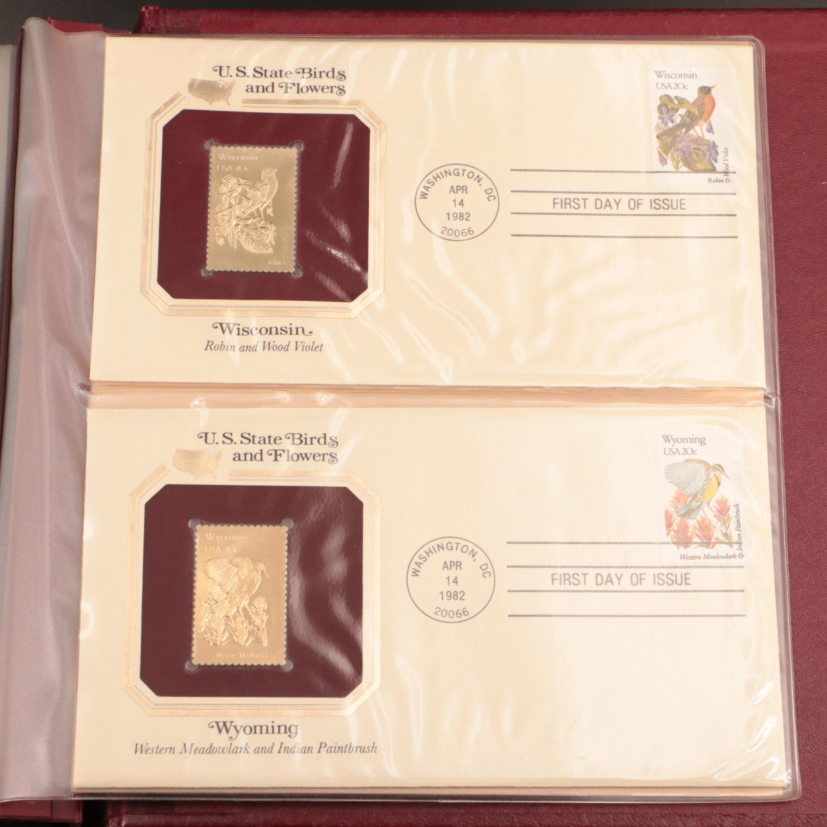 "Golden Replicas of U.S. State Birds and Flowers Stamps" Album