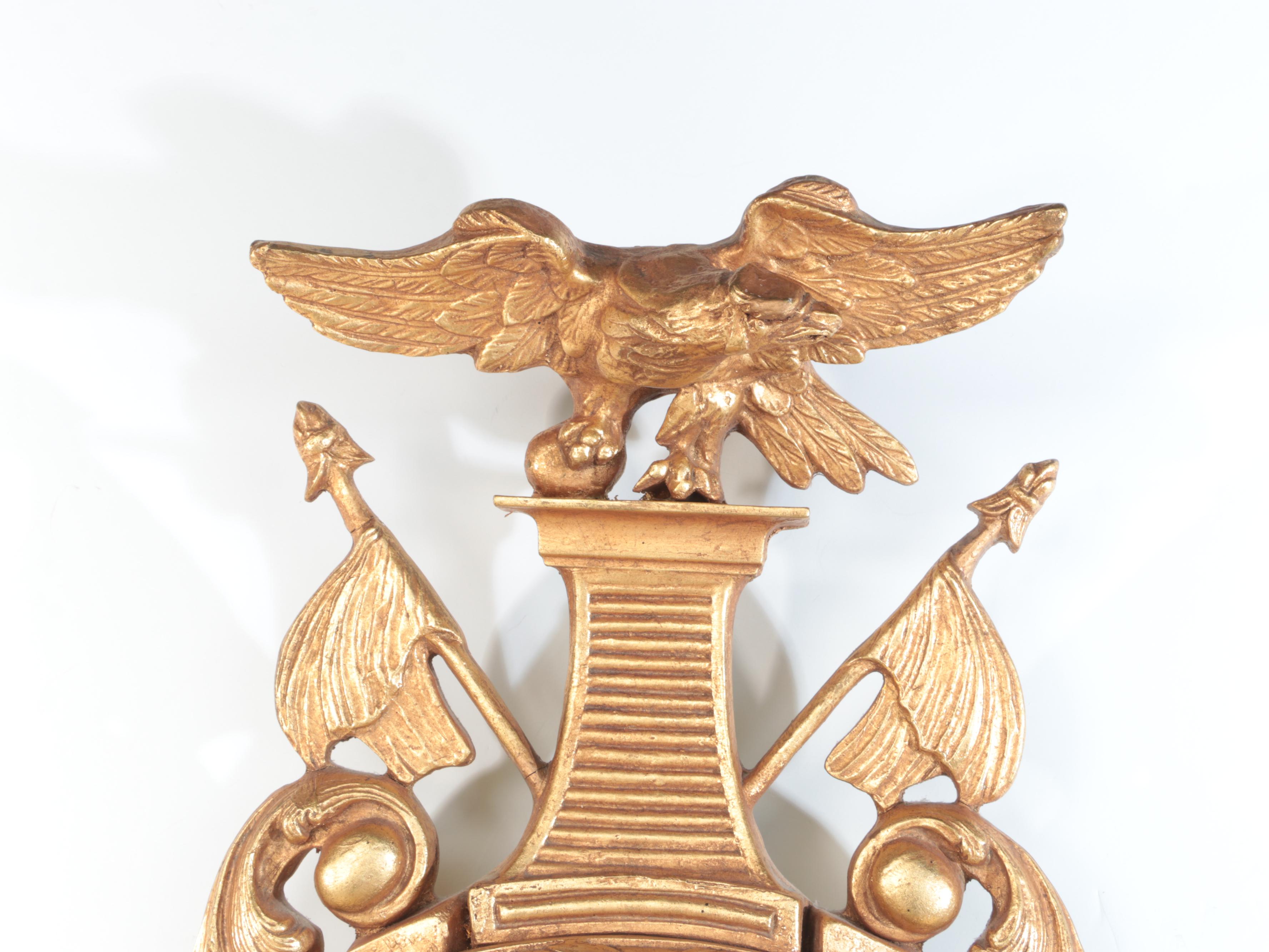 Henredon Historic Natches Collection Gilt Federal Style Girandole Wall Mirror