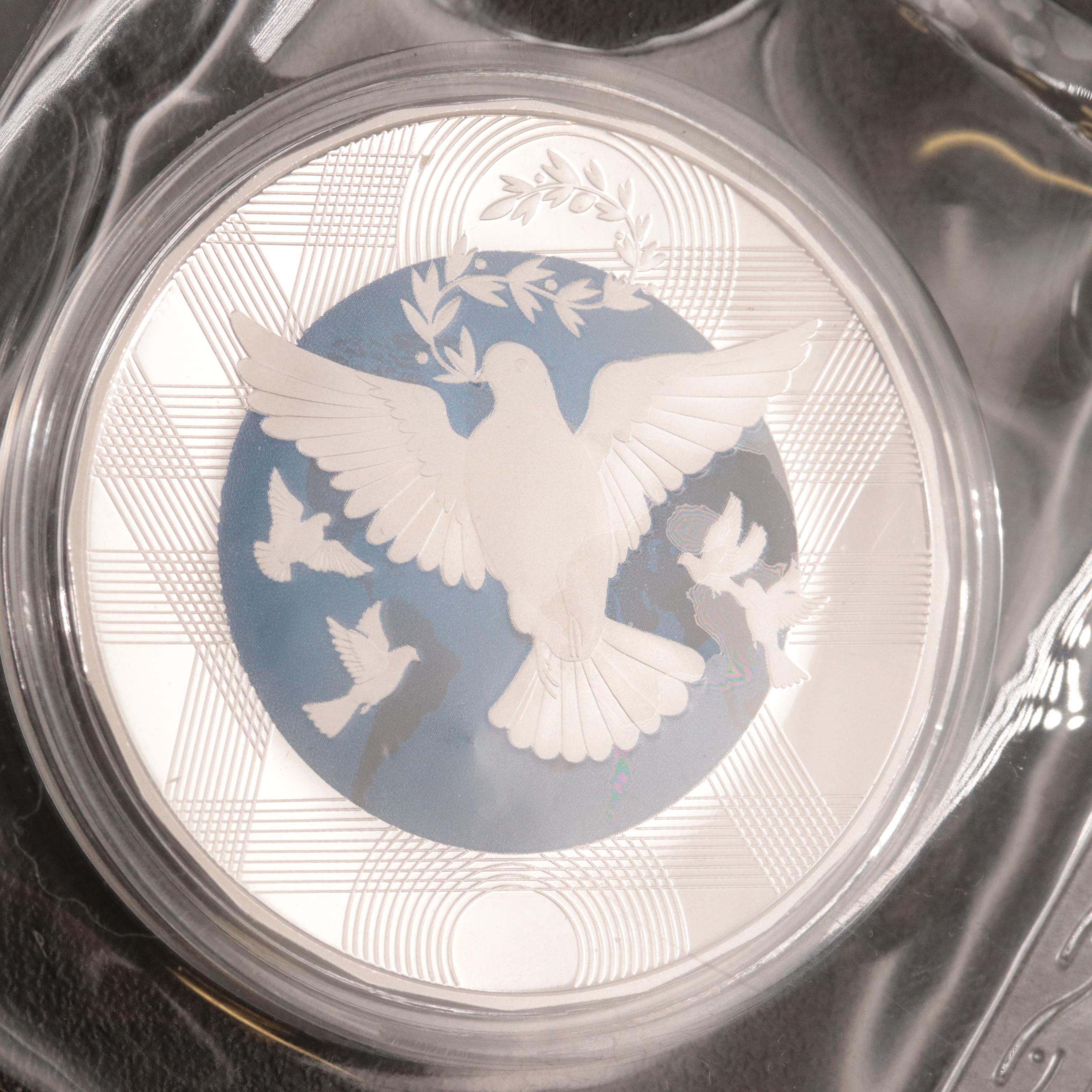 Chinese Silver Bullion Coin With Gold Plated Center