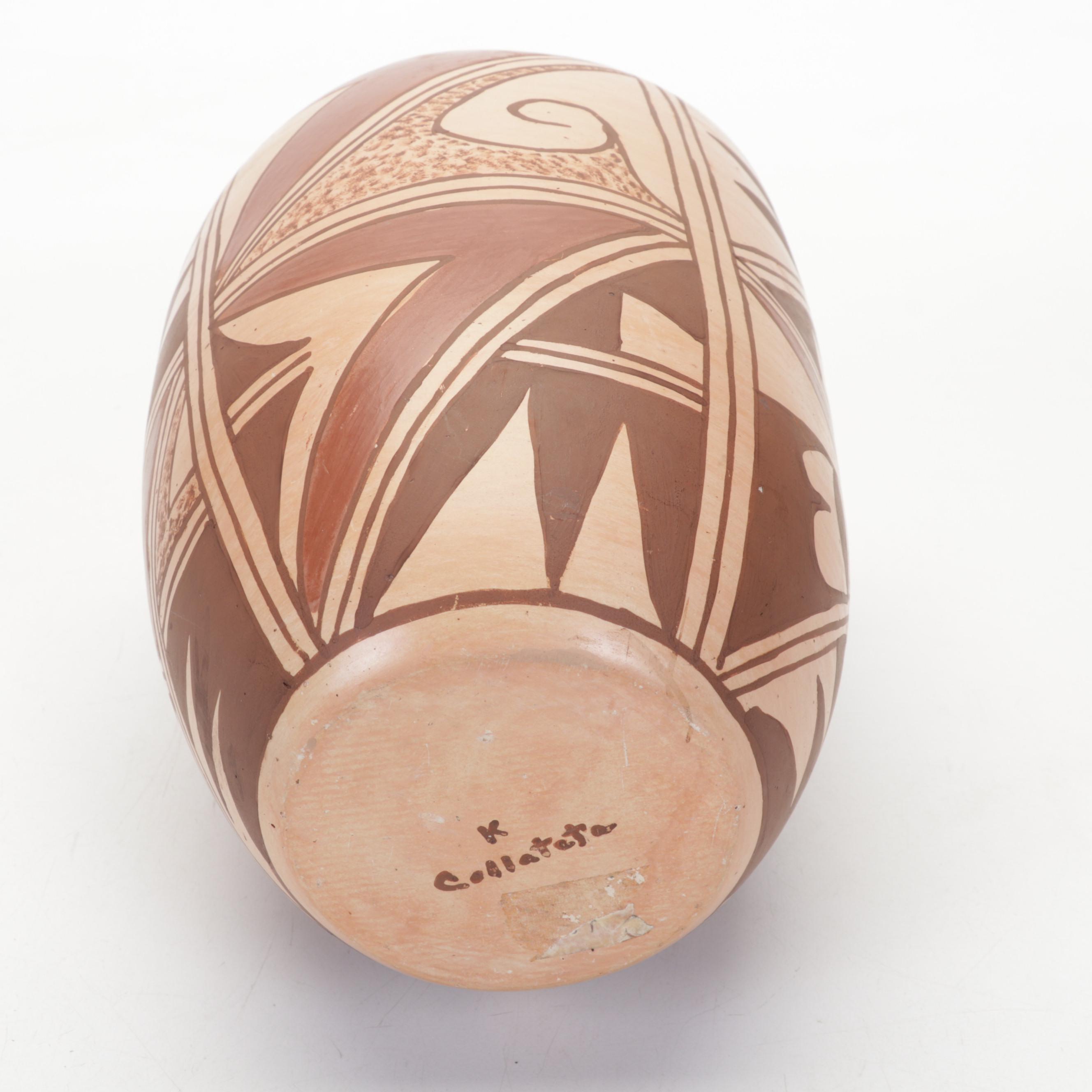 Kathleen Collateta Native American Hopi Tribe Pottery Flower Vase