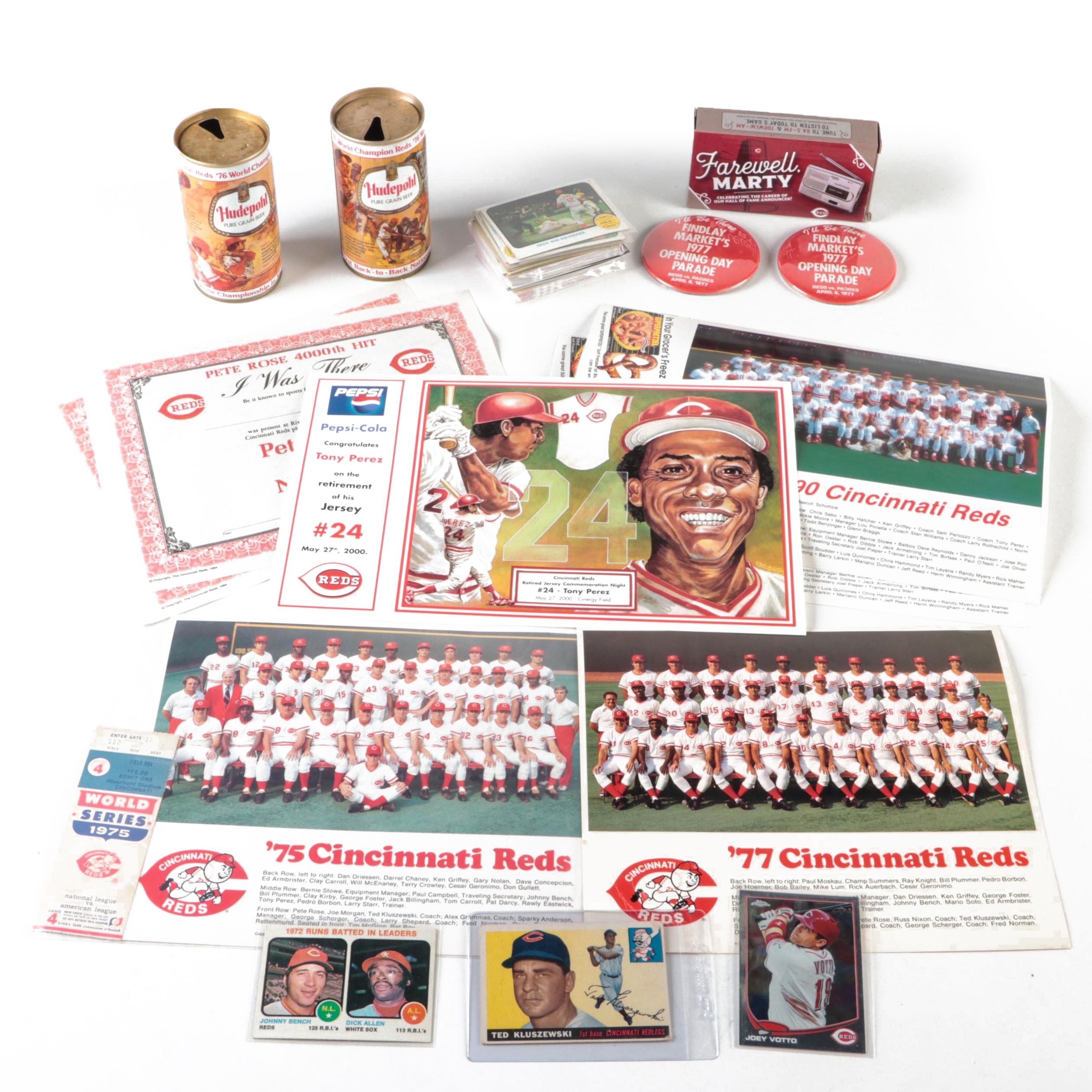 Cincinnati Reds Baseball Cards, 1975 World Series Ticket and More Memorabilia
