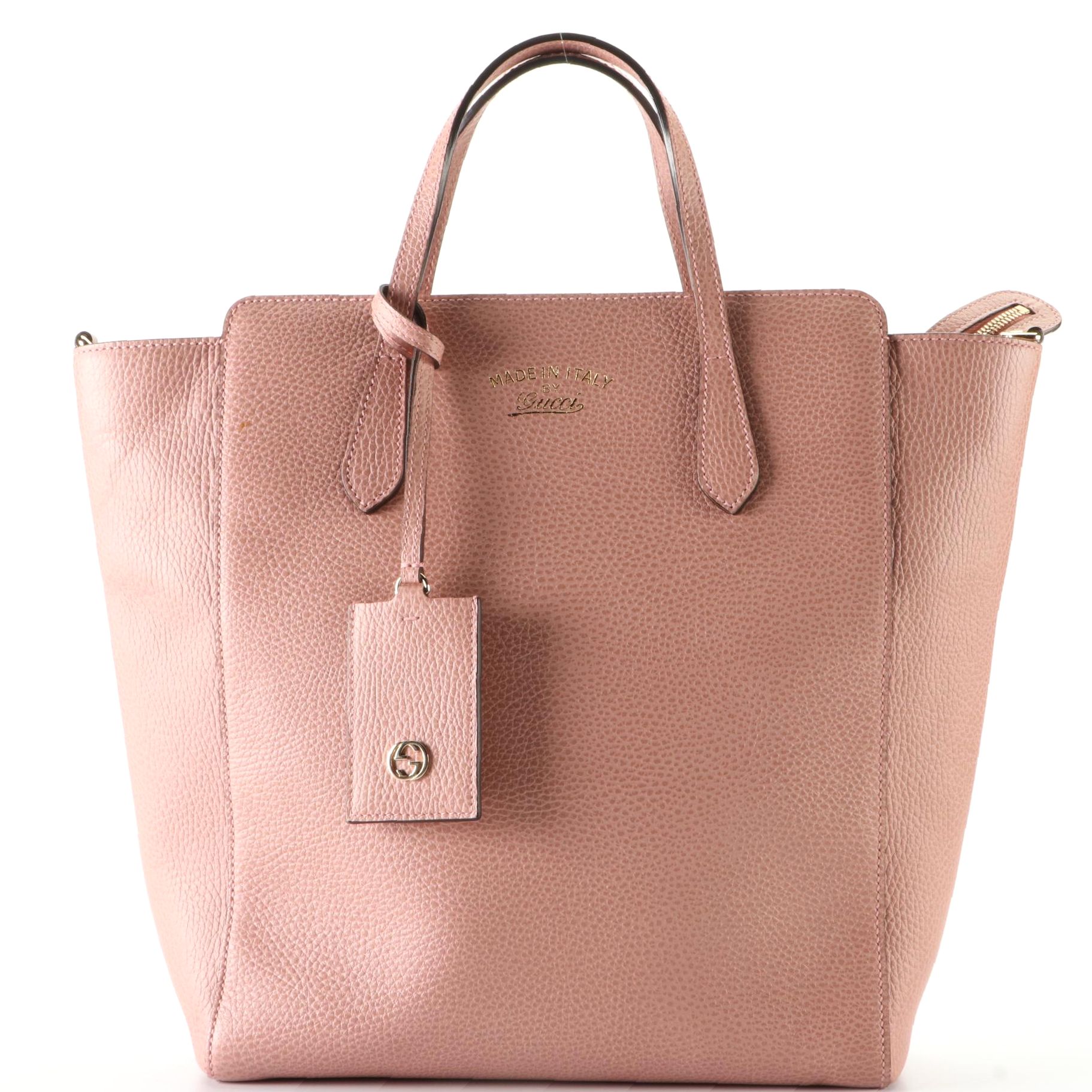 Gucci Tall Convertible Swing Tote in Pebble Grain Leather