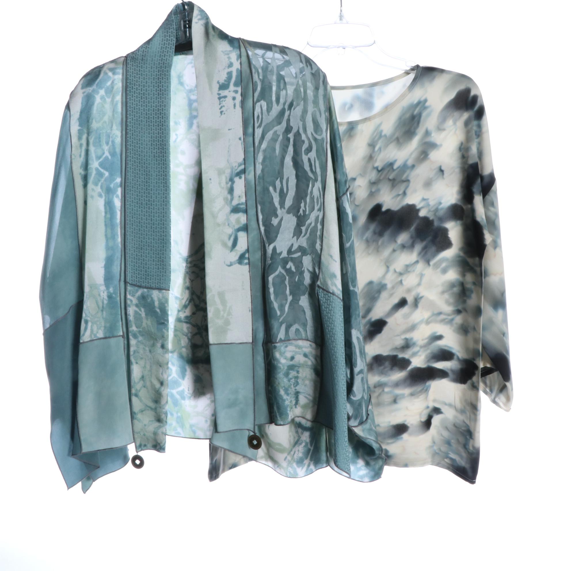 Catherine Bacon Silk Tops and Dress, Bryn Walker Outfit, and Elie Tahari Pants