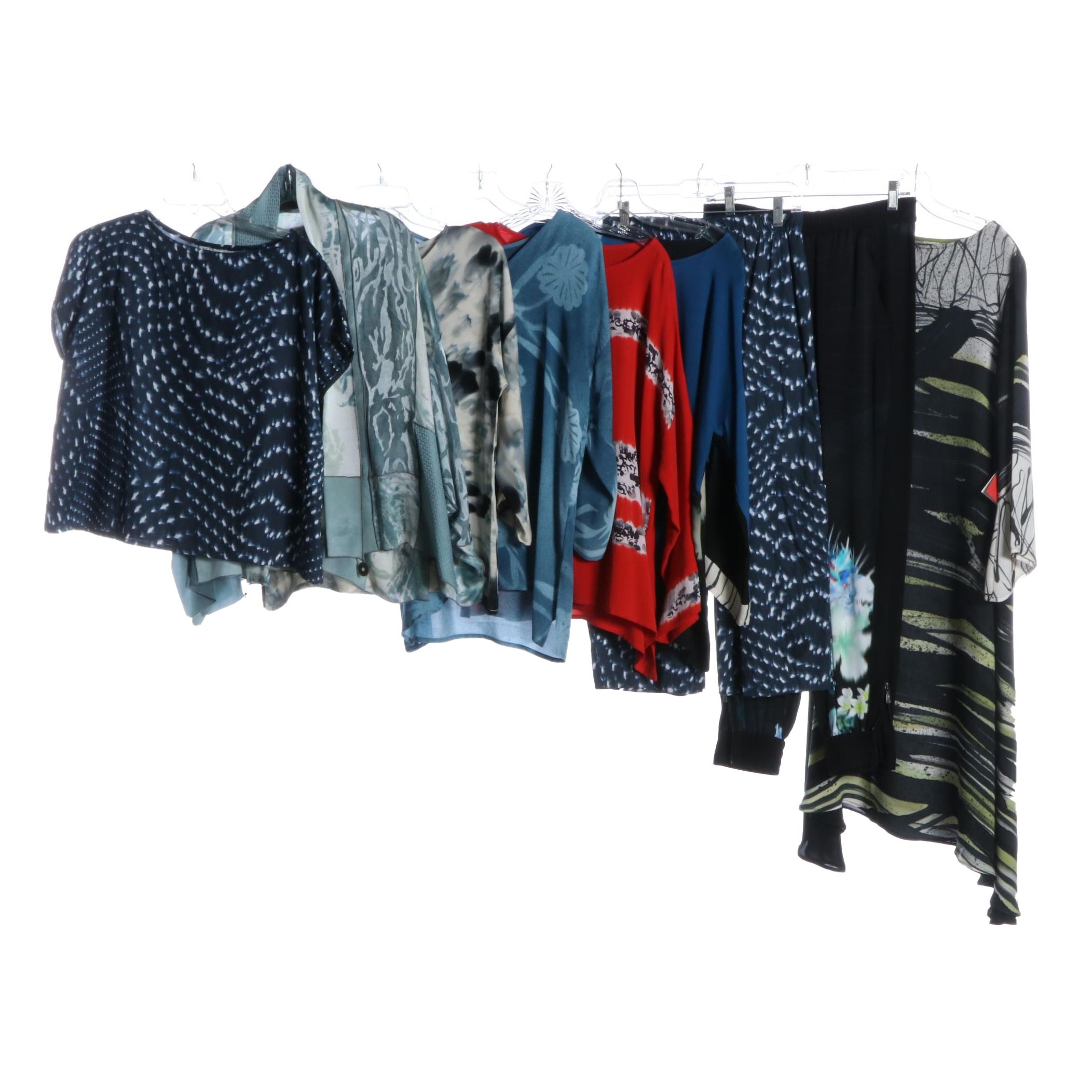 Catherine Bacon Silk Tops and Dress, Bryn Walker Outfit, and Elie Tahari Pants