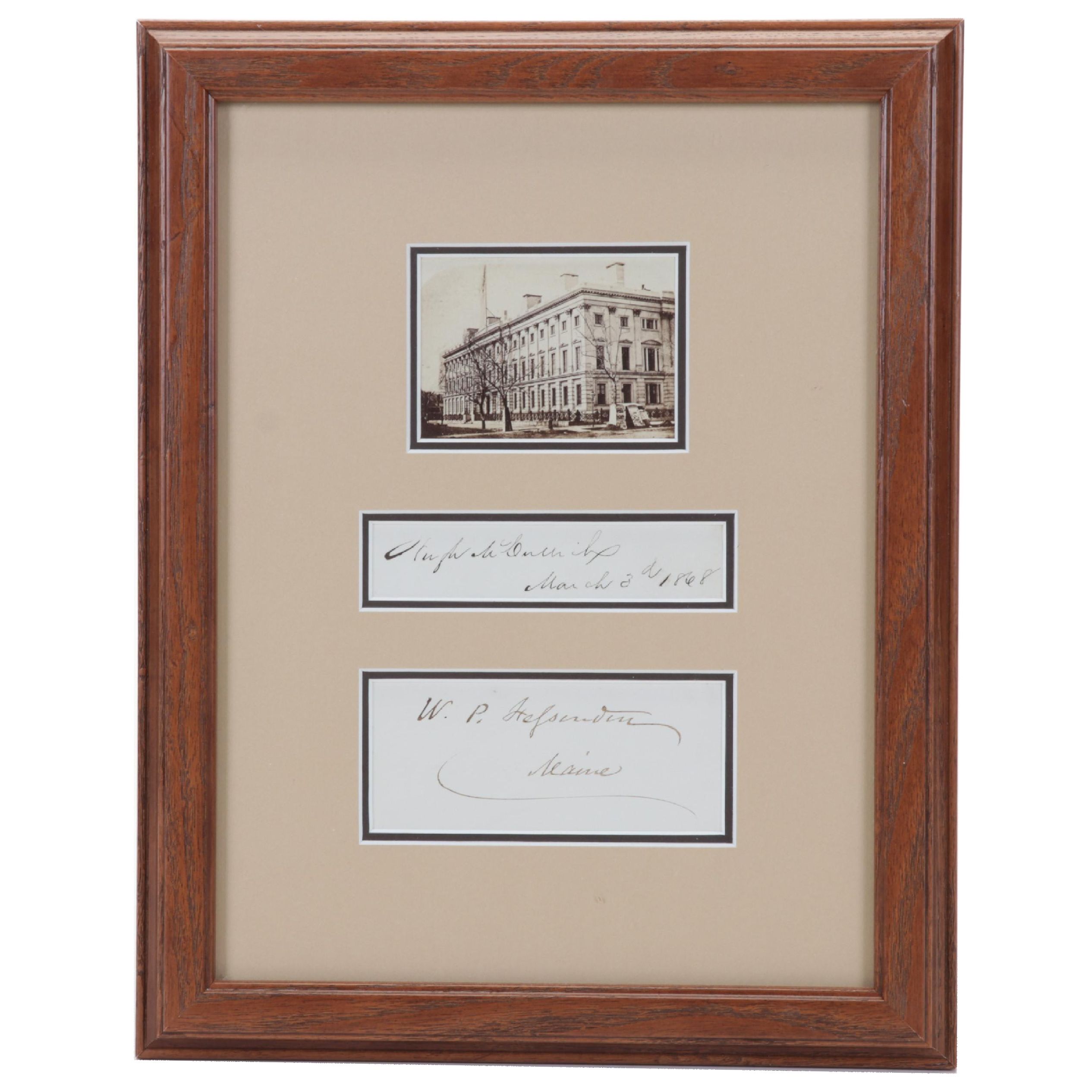 General Post Office Photograph Signed by Lincoln's Secretaries of the Treasury