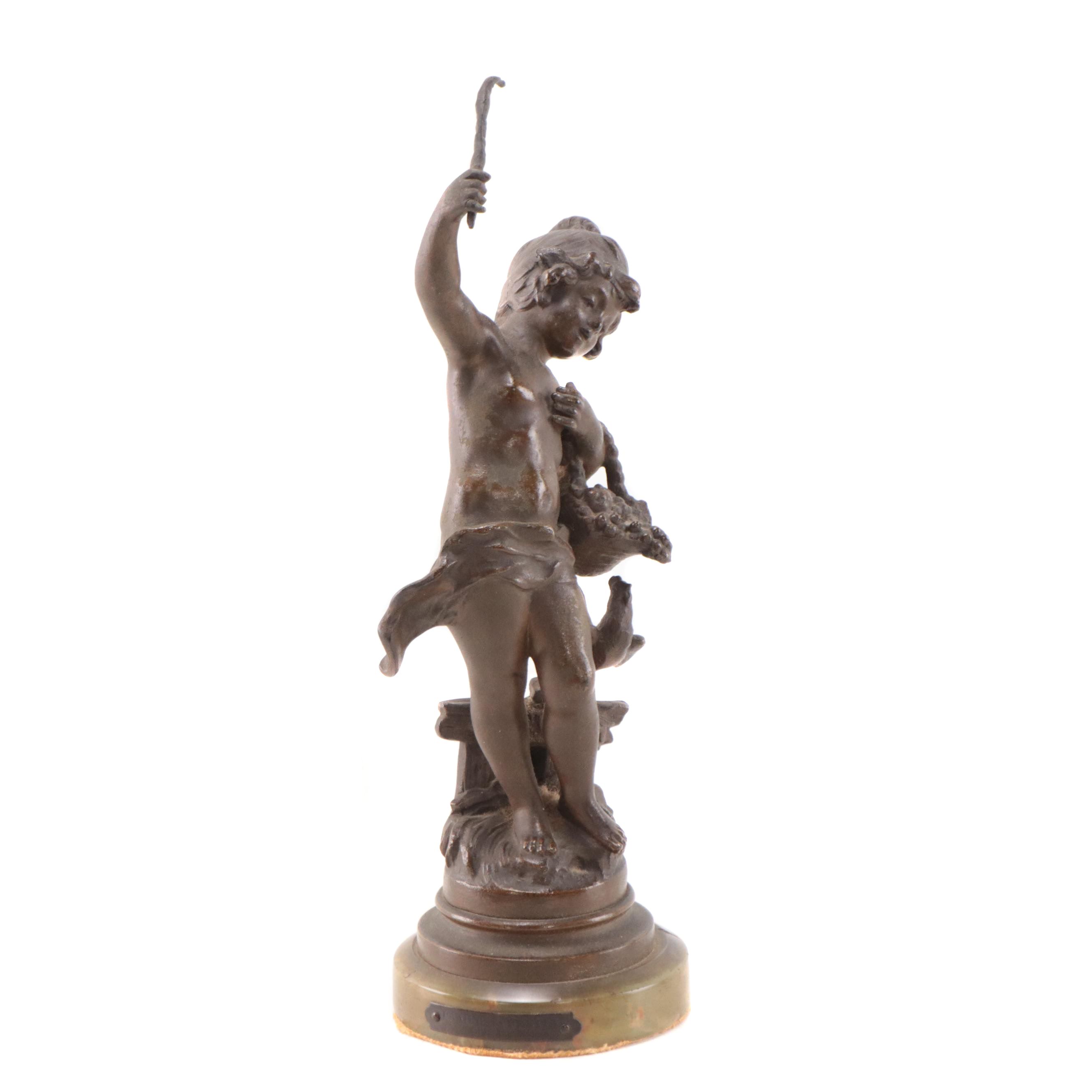 Bronze Alloy Sculpture After Auguste Moreau "Panier de Fruits"