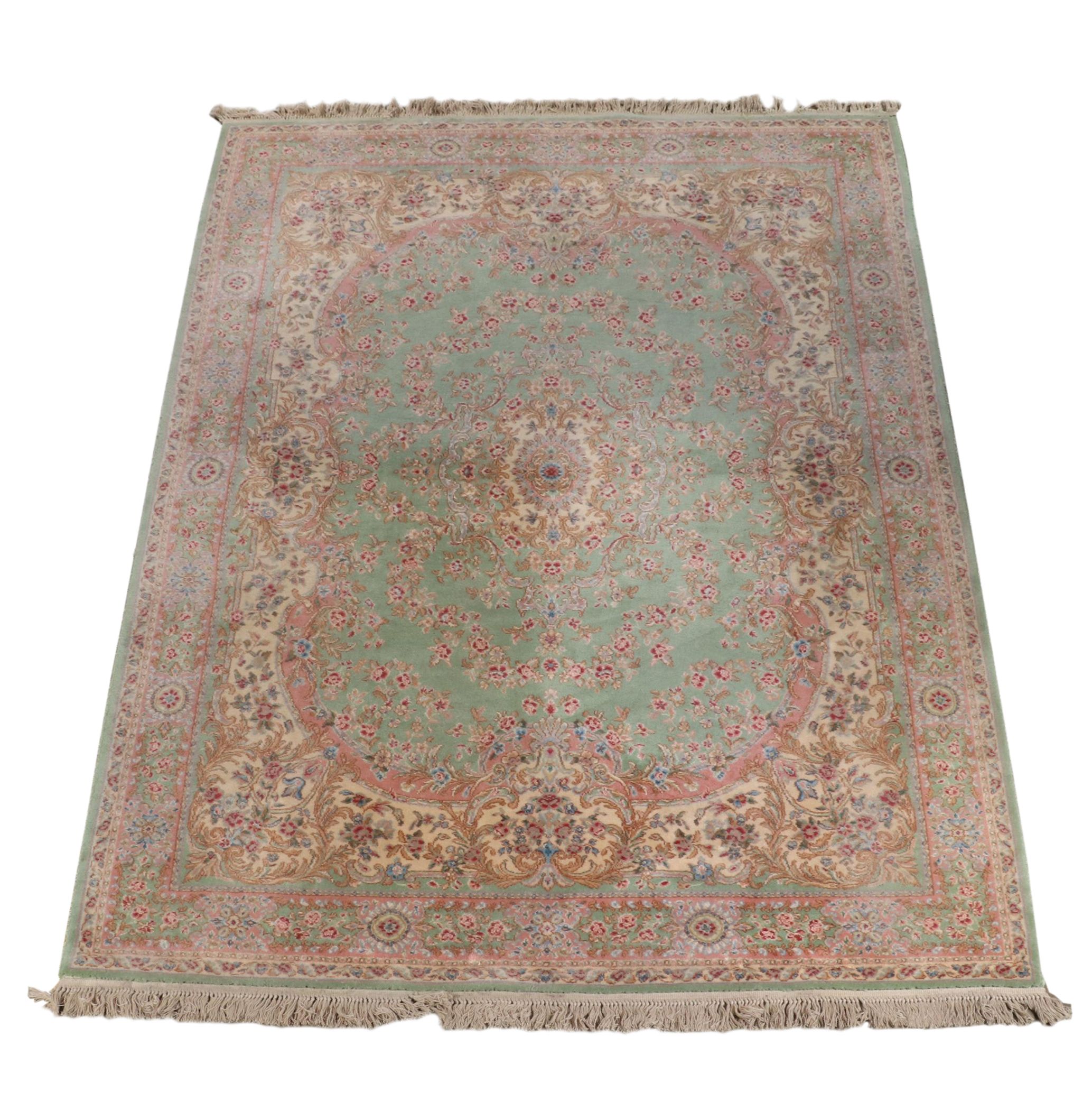 8'8 x 12'9 Machine Made Karastan Green Medallion Kirman Room Sized Rug