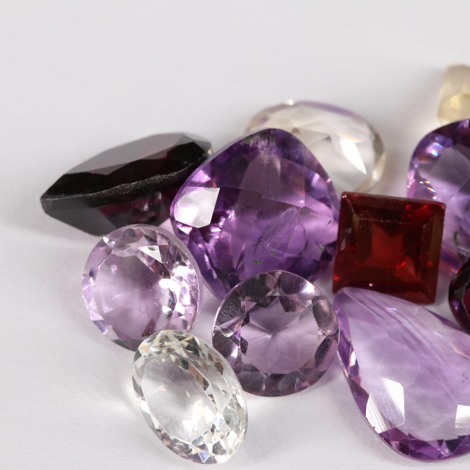 Loose 24.35 CTW Amethyst, Citrine and Garnet Lot