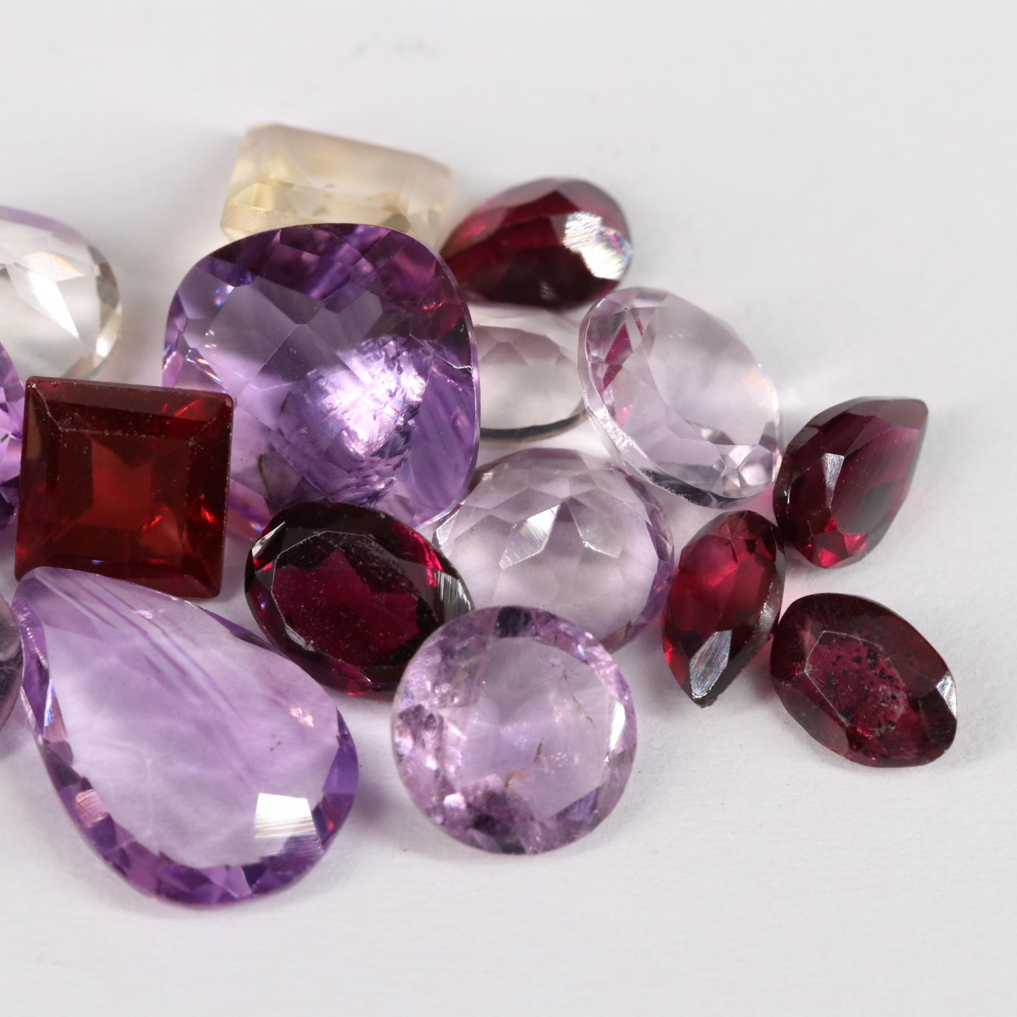 Loose 24.35 CTW Amethyst, Citrine and Garnet Lot