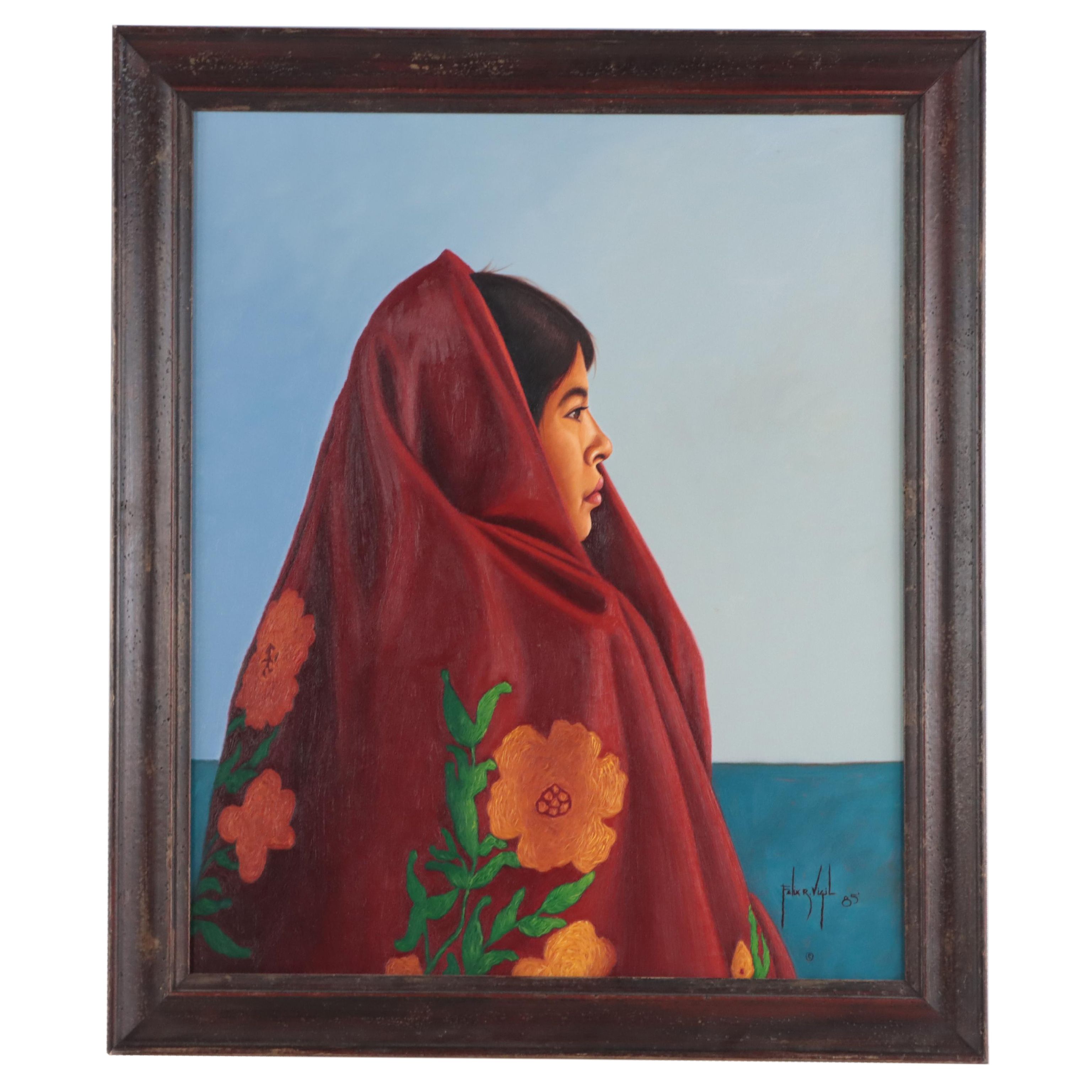 Felix R. Vigil Portrait Oil Painting, 1985