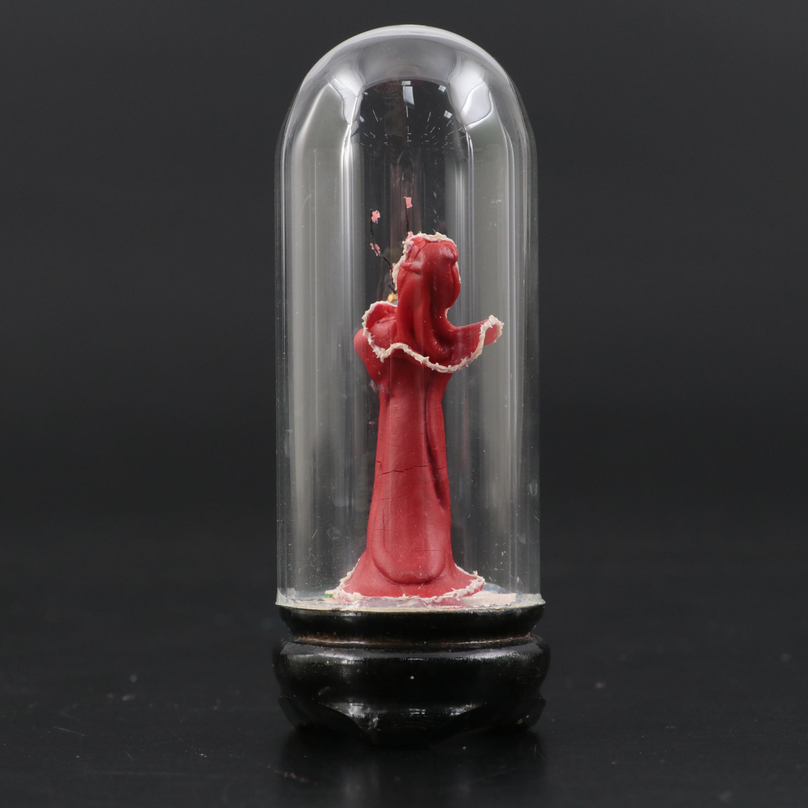 Chinese Clay Figurines in Glass Cloches