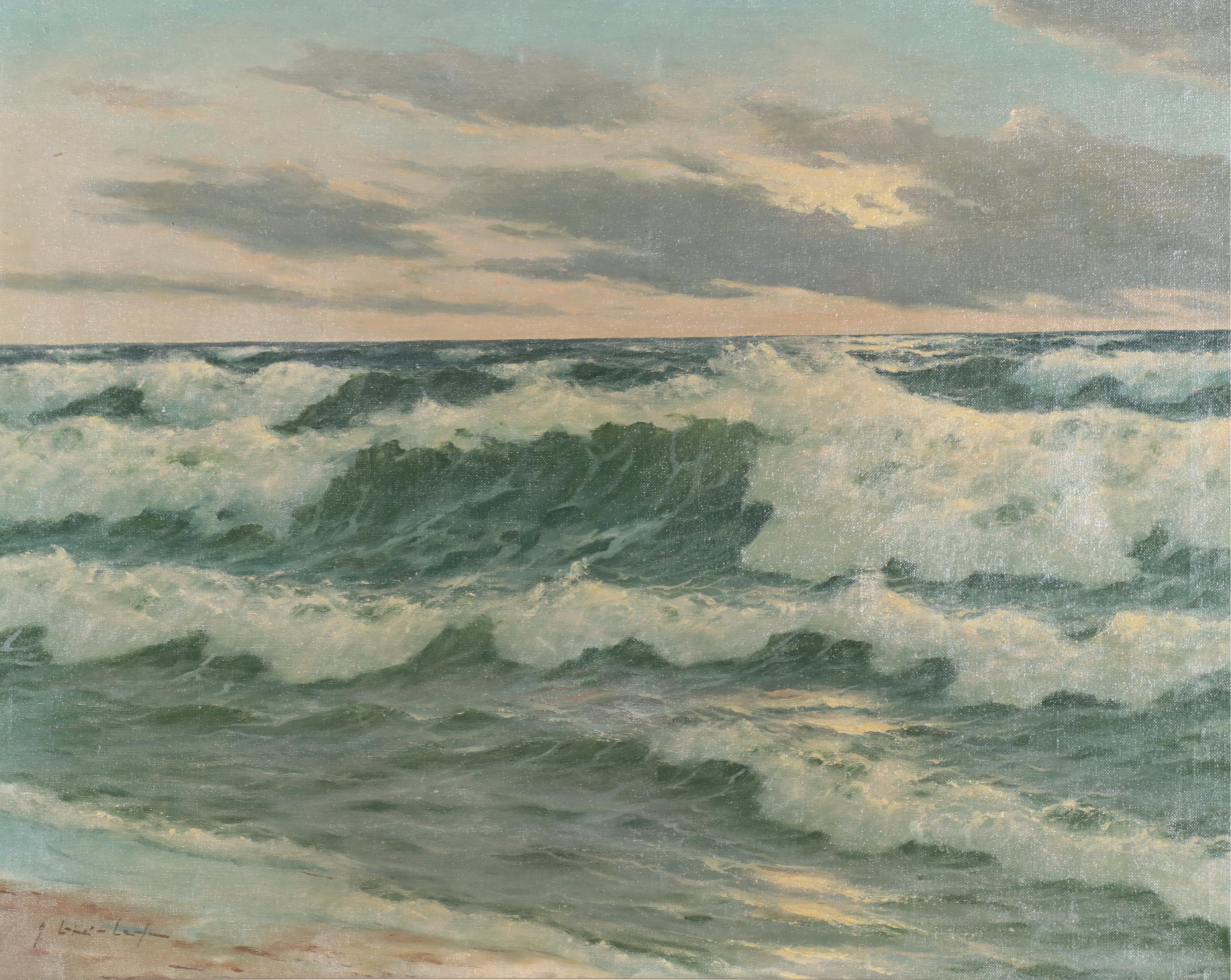Gerhard Lukas-Larsen Oil Painting of Seascape, Mid-20th Century