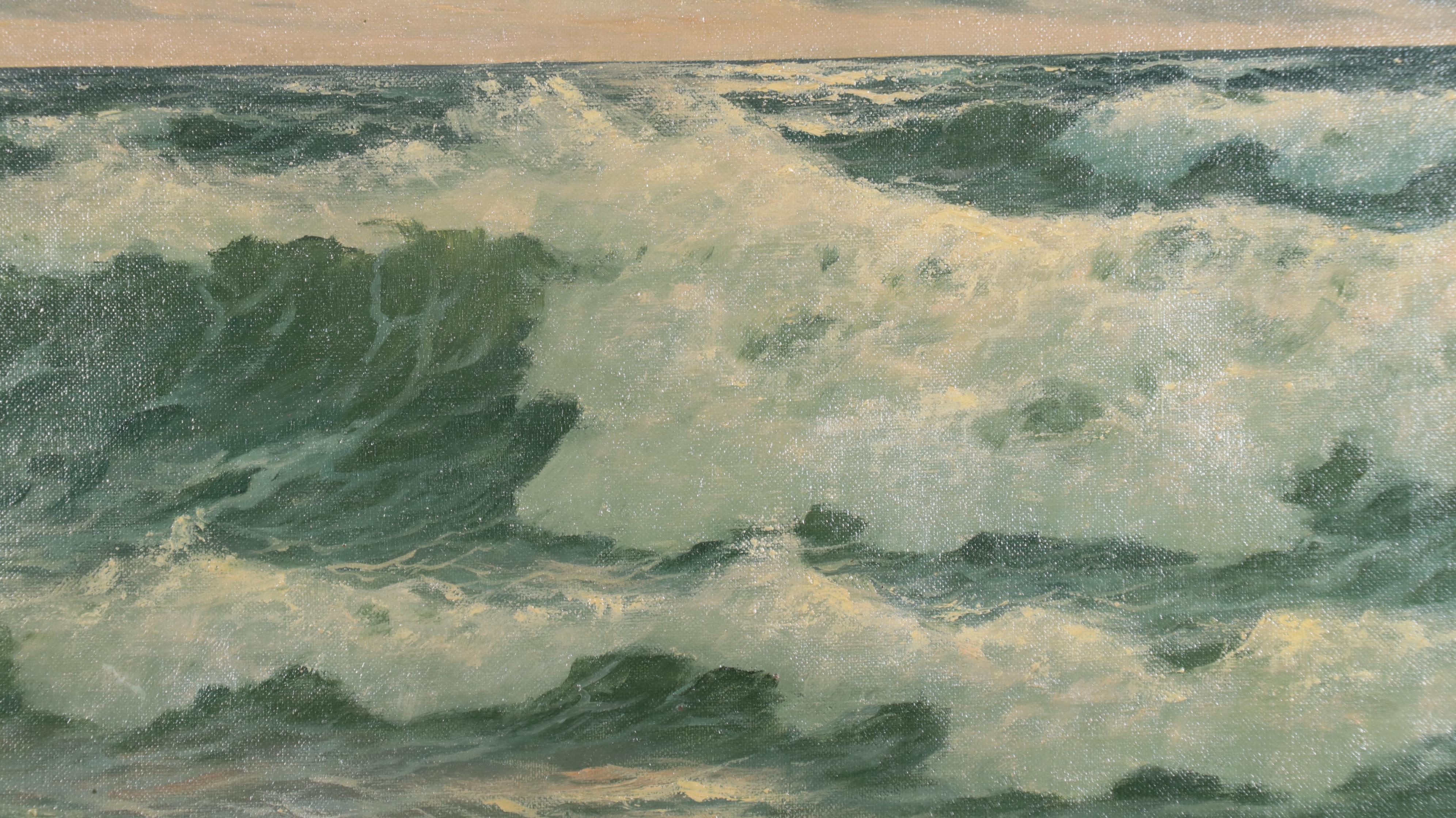 Gerhard Lukas-Larsen Oil Painting of Seascape, Mid-20th Century