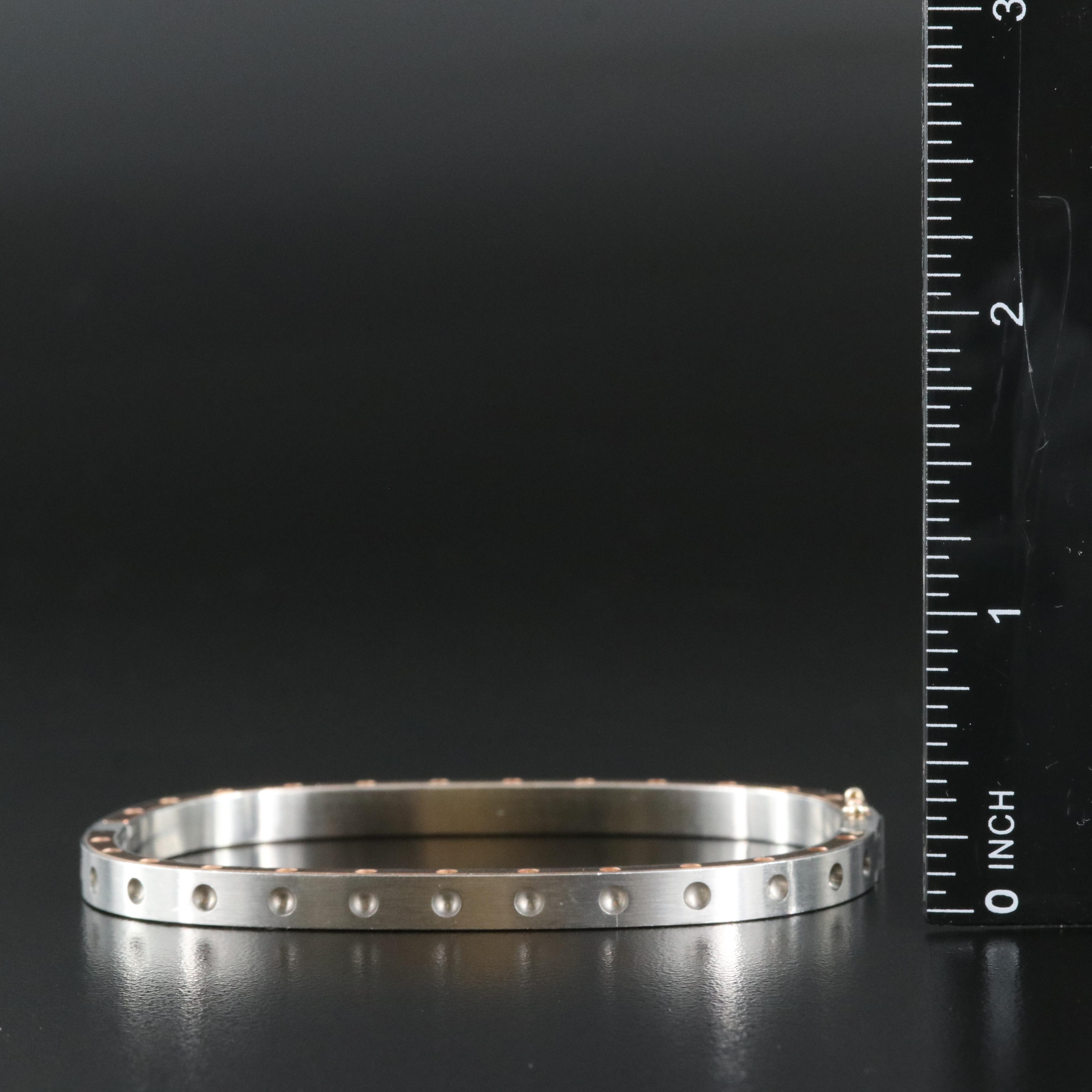 Italian Roberto Coin 18K and Stainless Steel Pois Moi Square Bangle