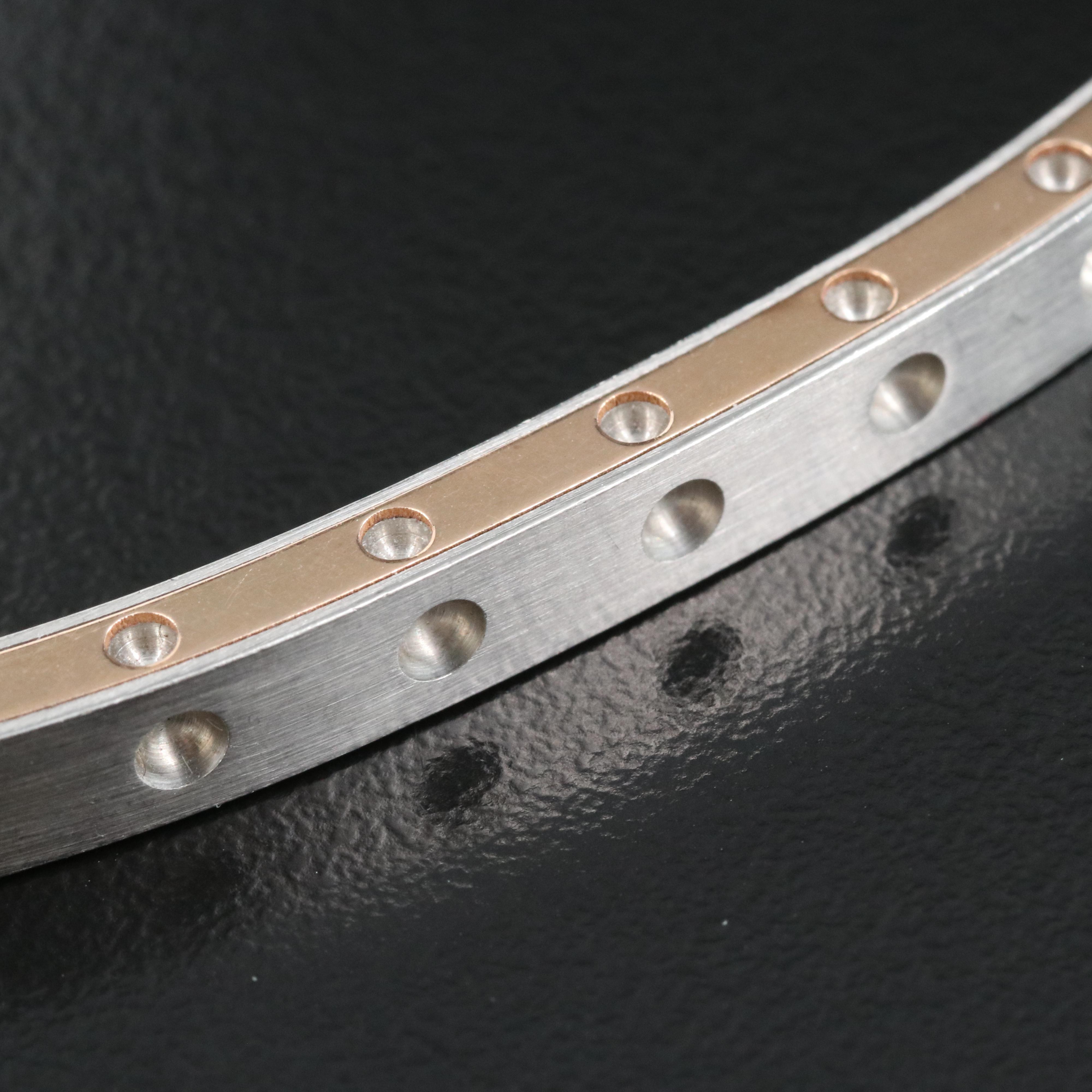 Italian Roberto Coin 18K and Stainless Steel Pois Moi Square Bangle