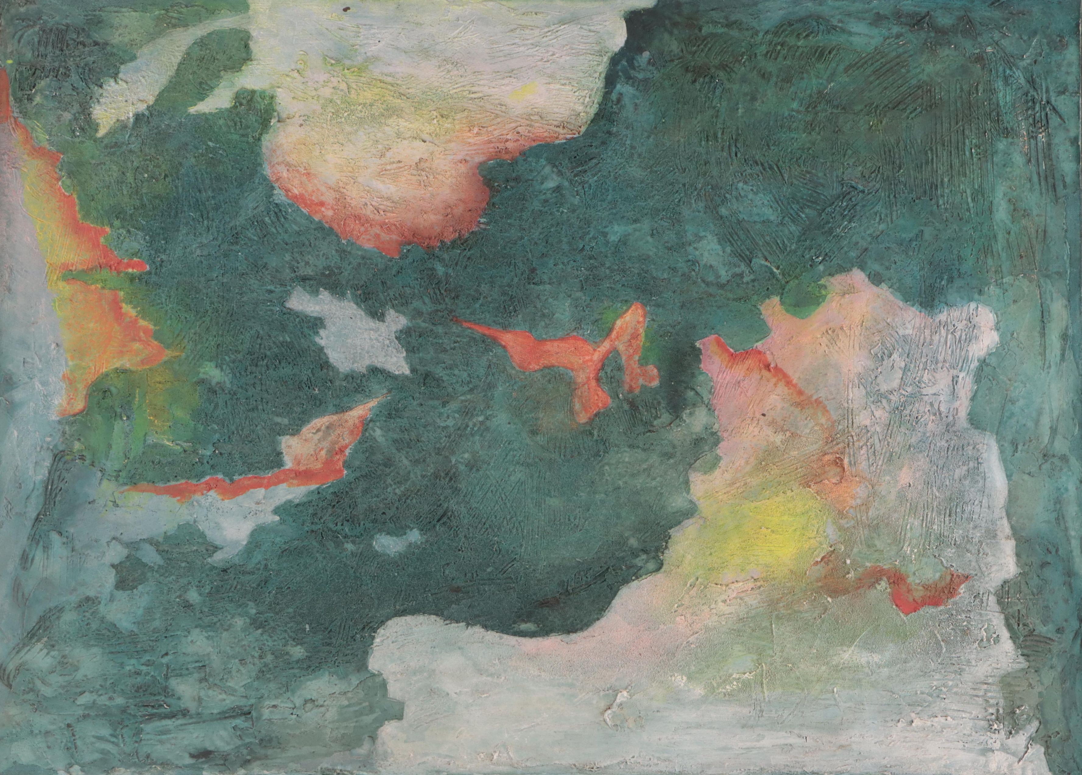 Nonobjective Impasto Mixed Media Painting