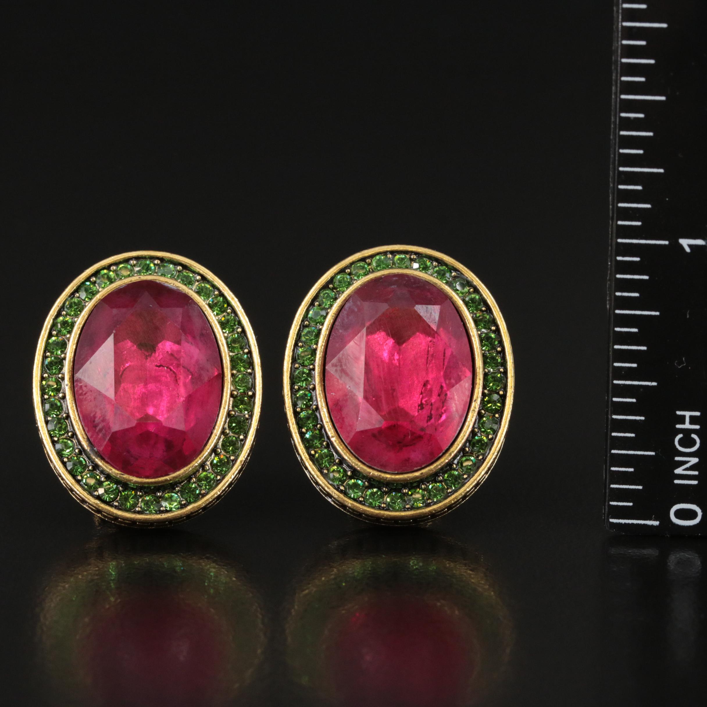 Heidi Daus Rhinestone and Enamel Bib Necklace and Earrings