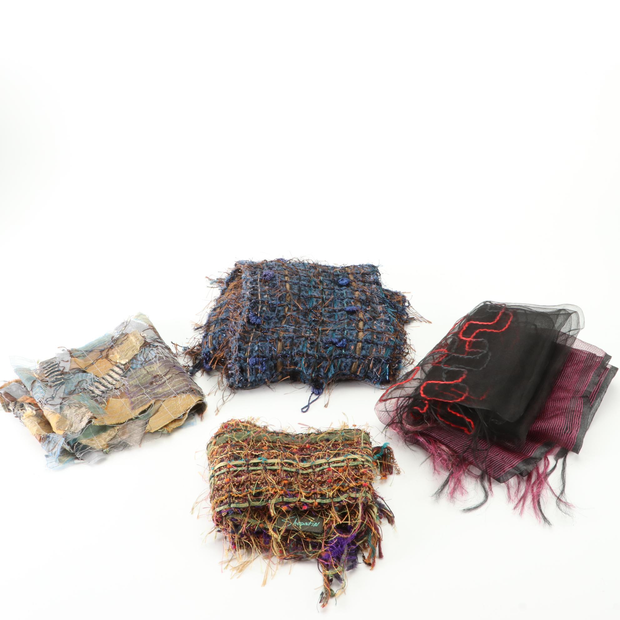 Assorted Textured and Printed Scarves with Tassels