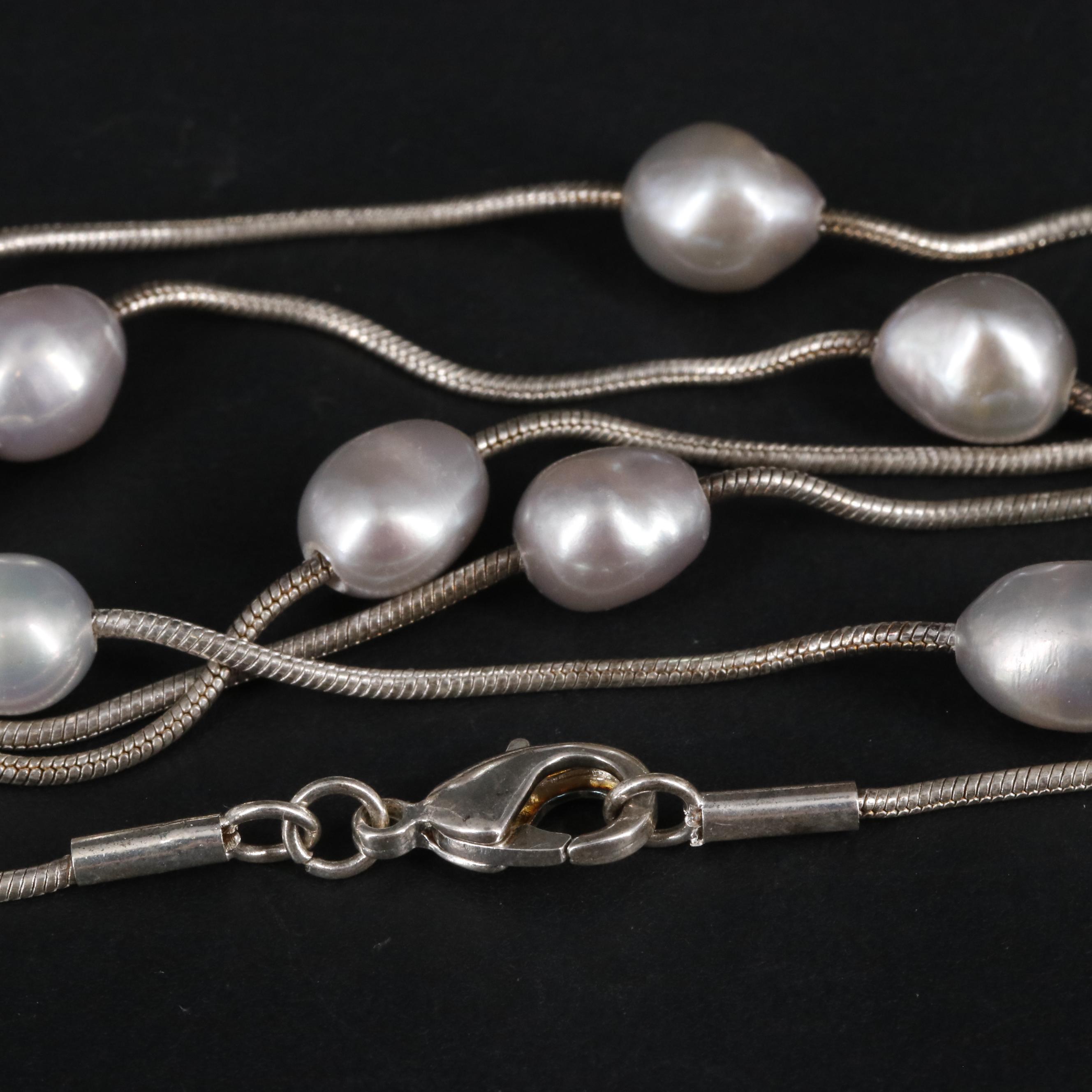 Metal Pearl Necklace