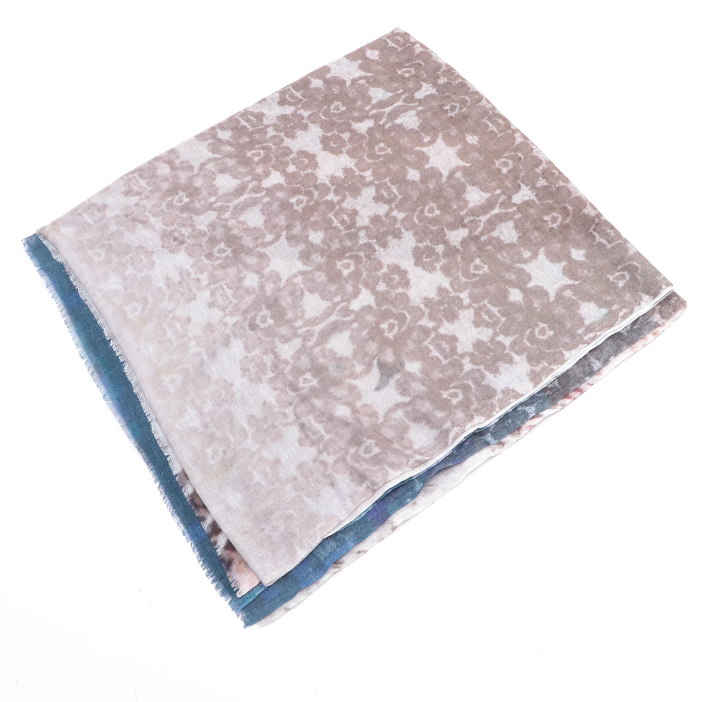 Glen Arthur Scarf in Painted Suede and Tilo Wool/Cashmere Shawl