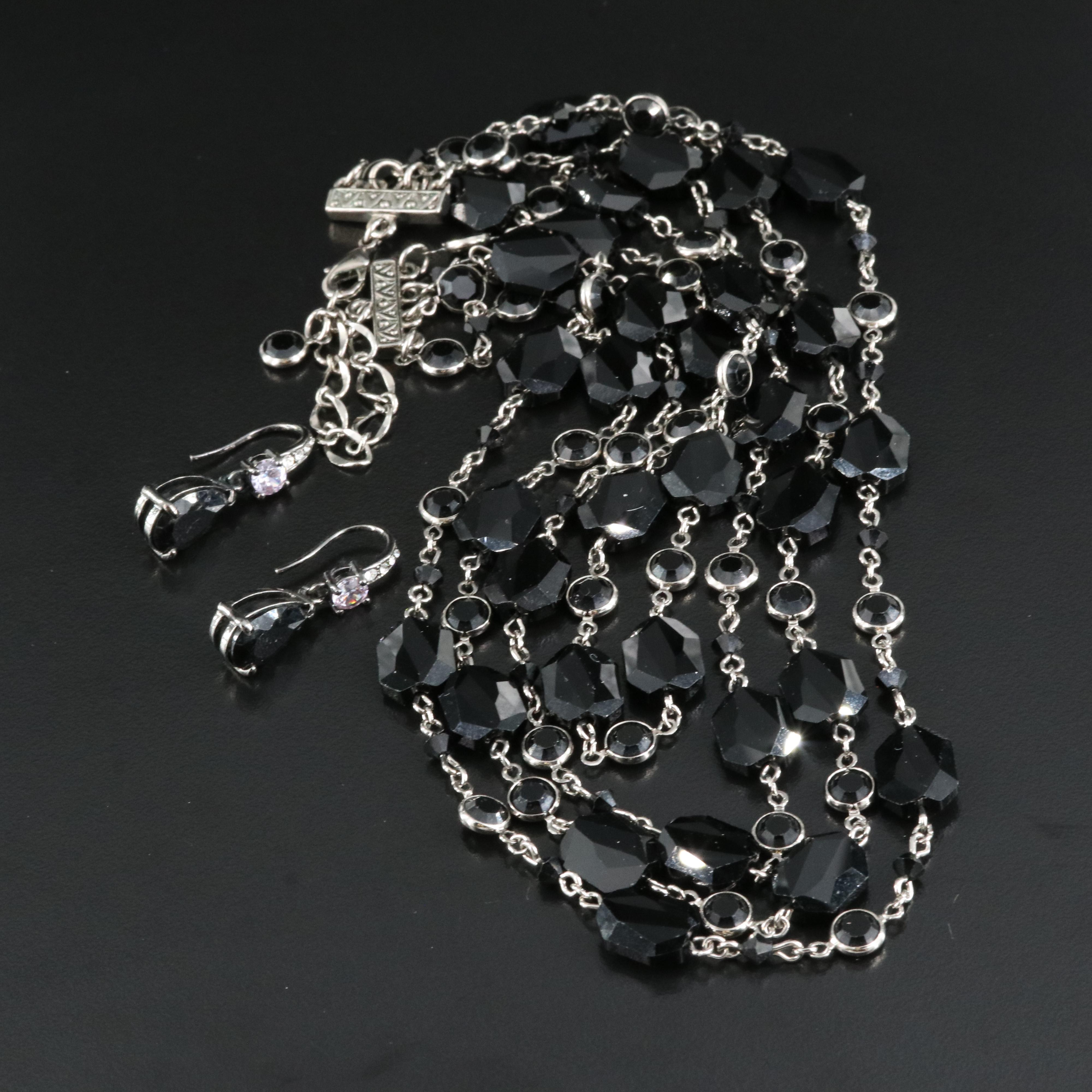 Necklace and Earring Set Including Cubic Zirconia, Glass and Rhinestone