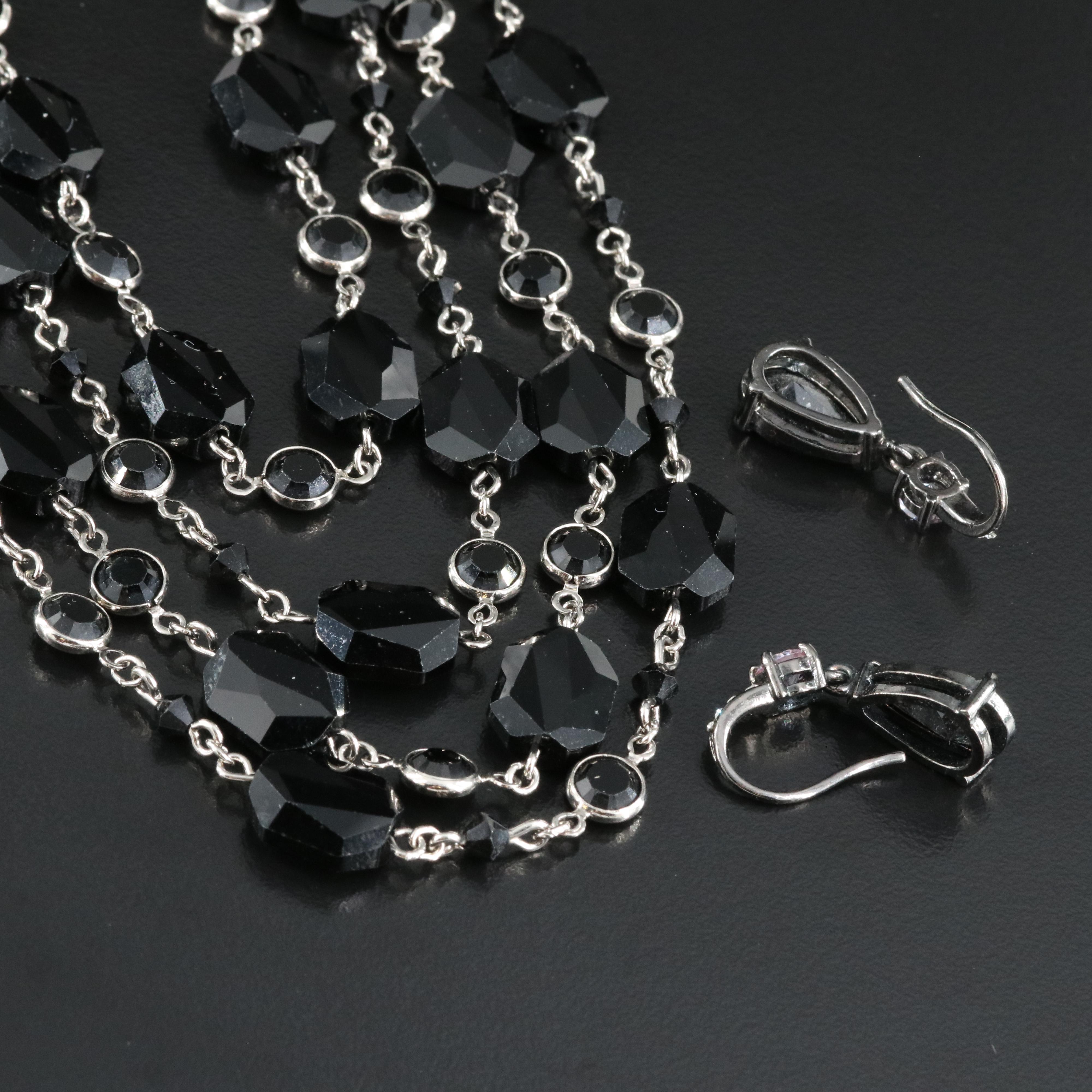 Necklace and Earring Set Including Cubic Zirconia, Glass and Rhinestone