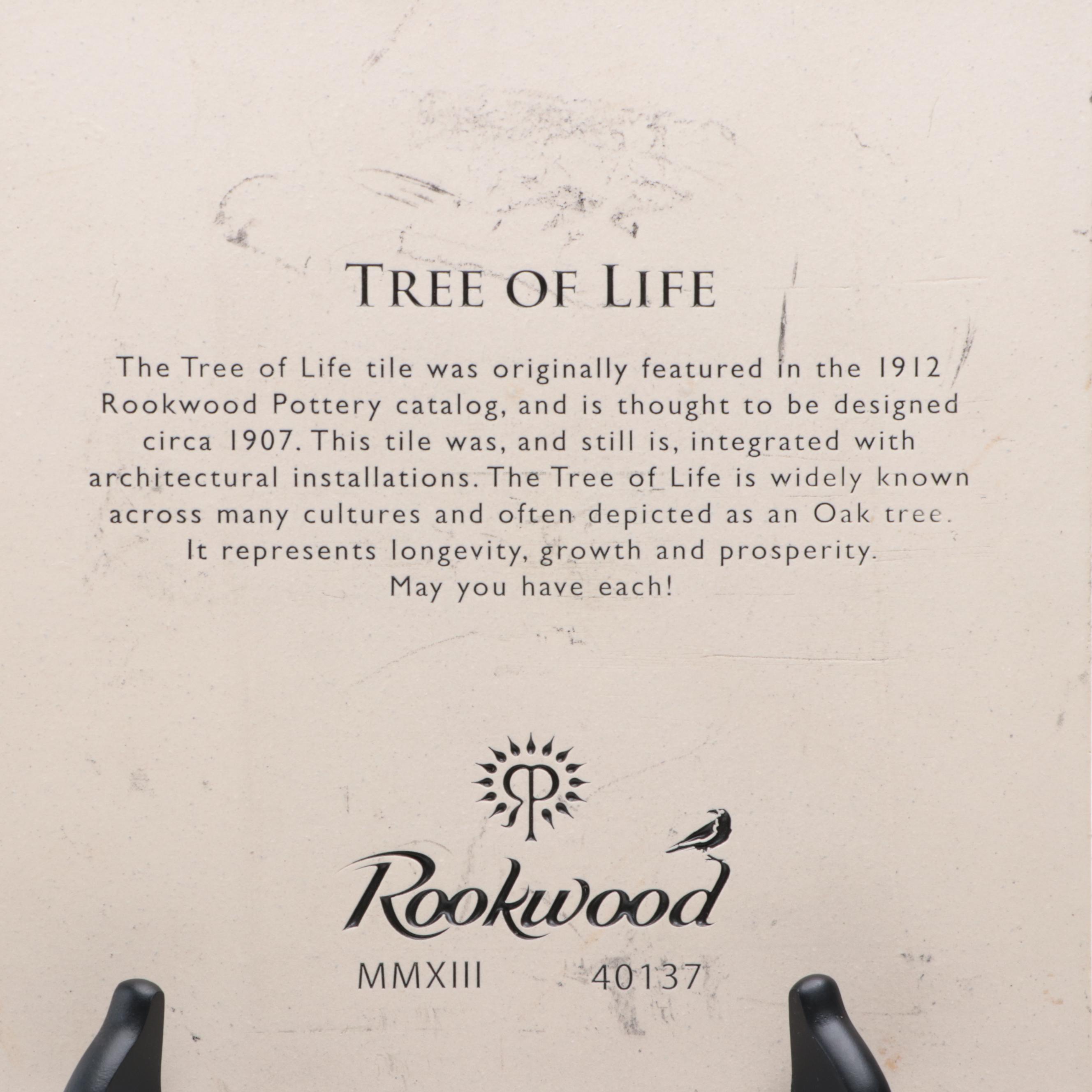 Rookwood Pottery "Tree of Life" Tile and Stand, 2013