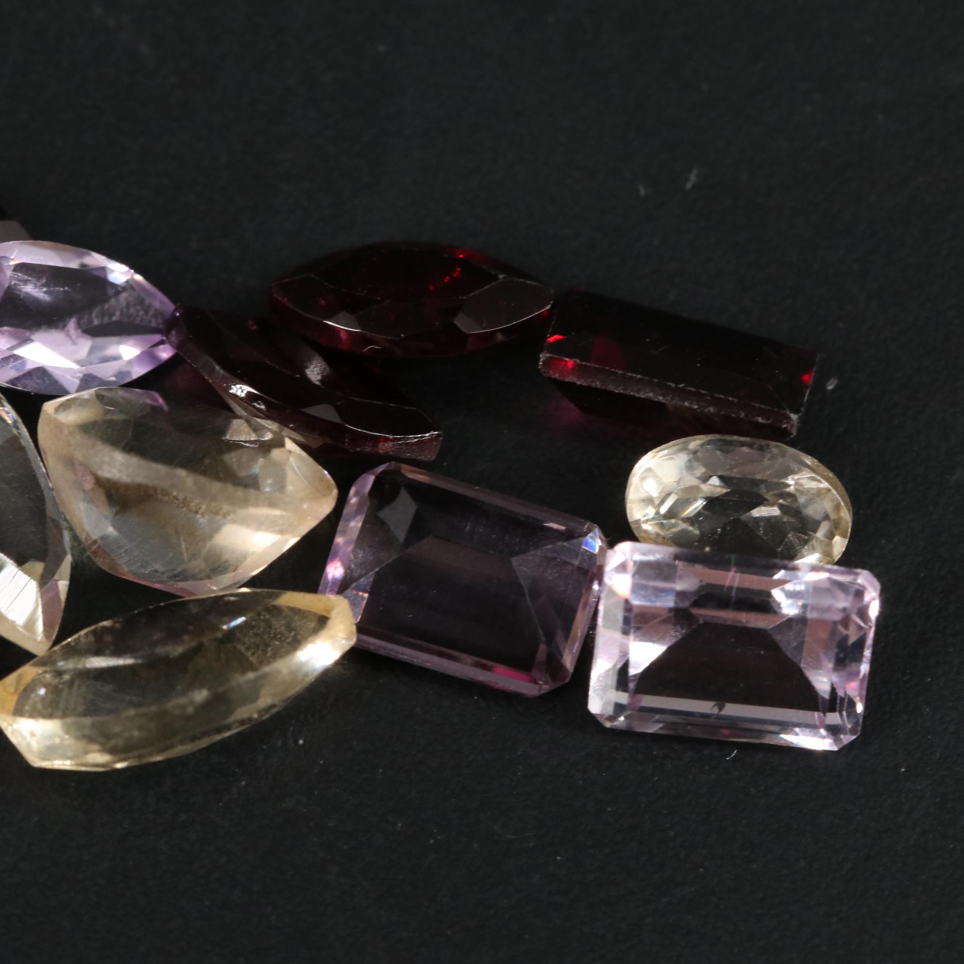 Loose 14.86 CTW Amethyst, Citrine, and Rhodolite Garnet Lot