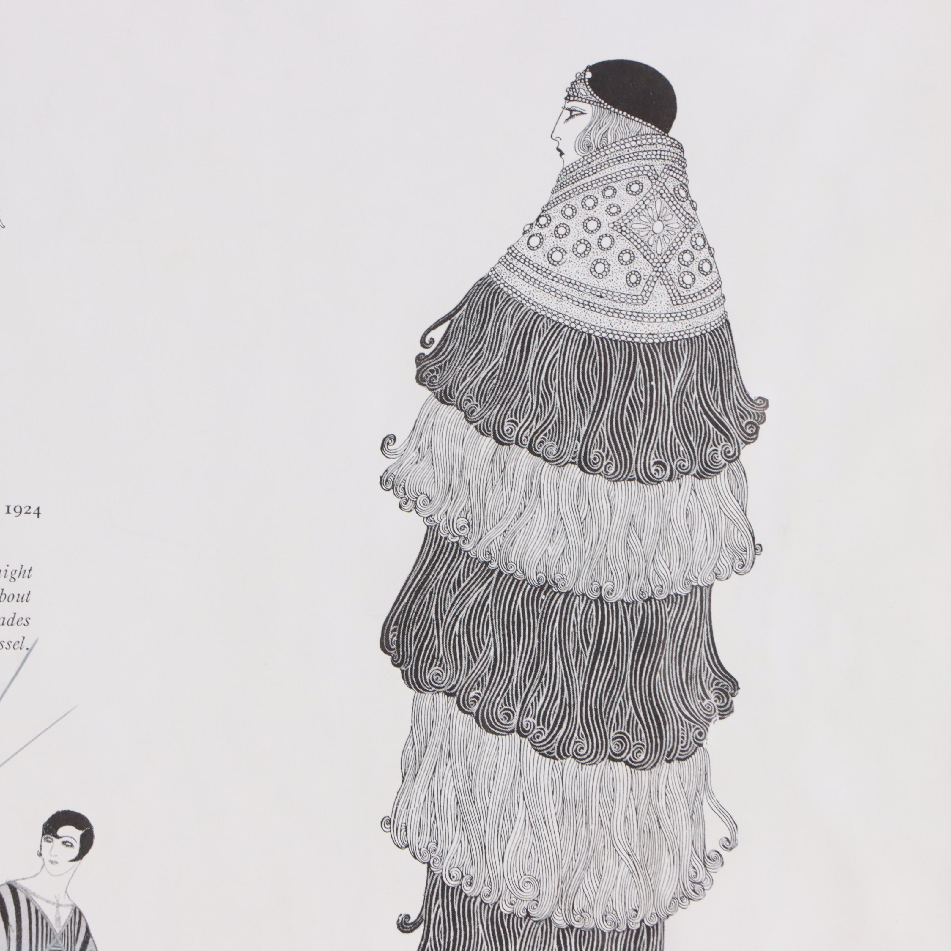 Erté Halftone of Fashion Illustration, Late 20th Century