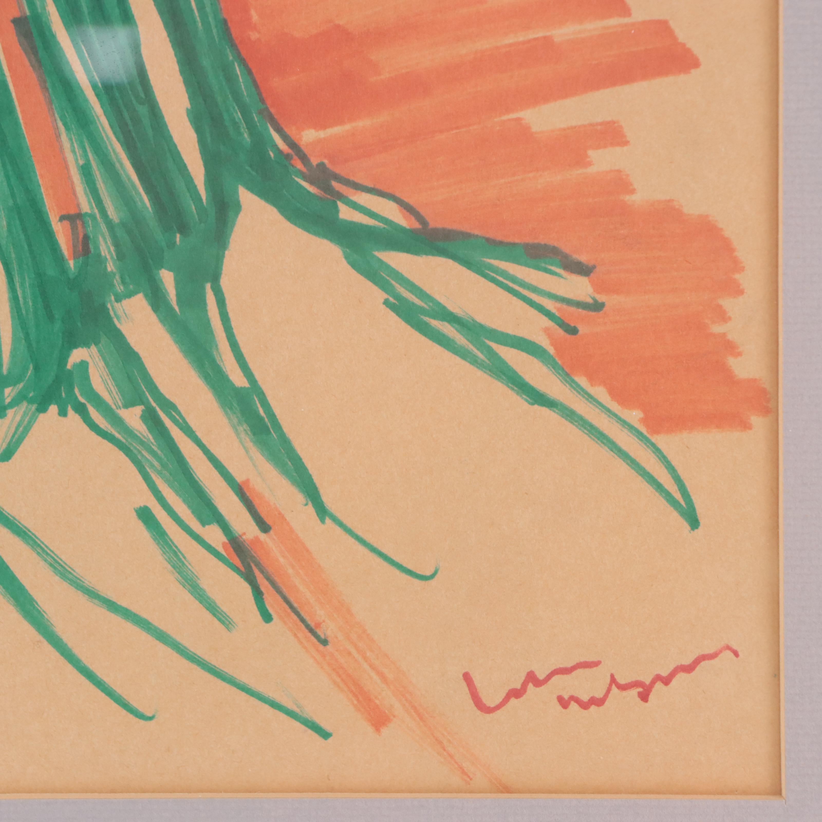 Ivan Wilson Abstract Ink Drawing, 1968