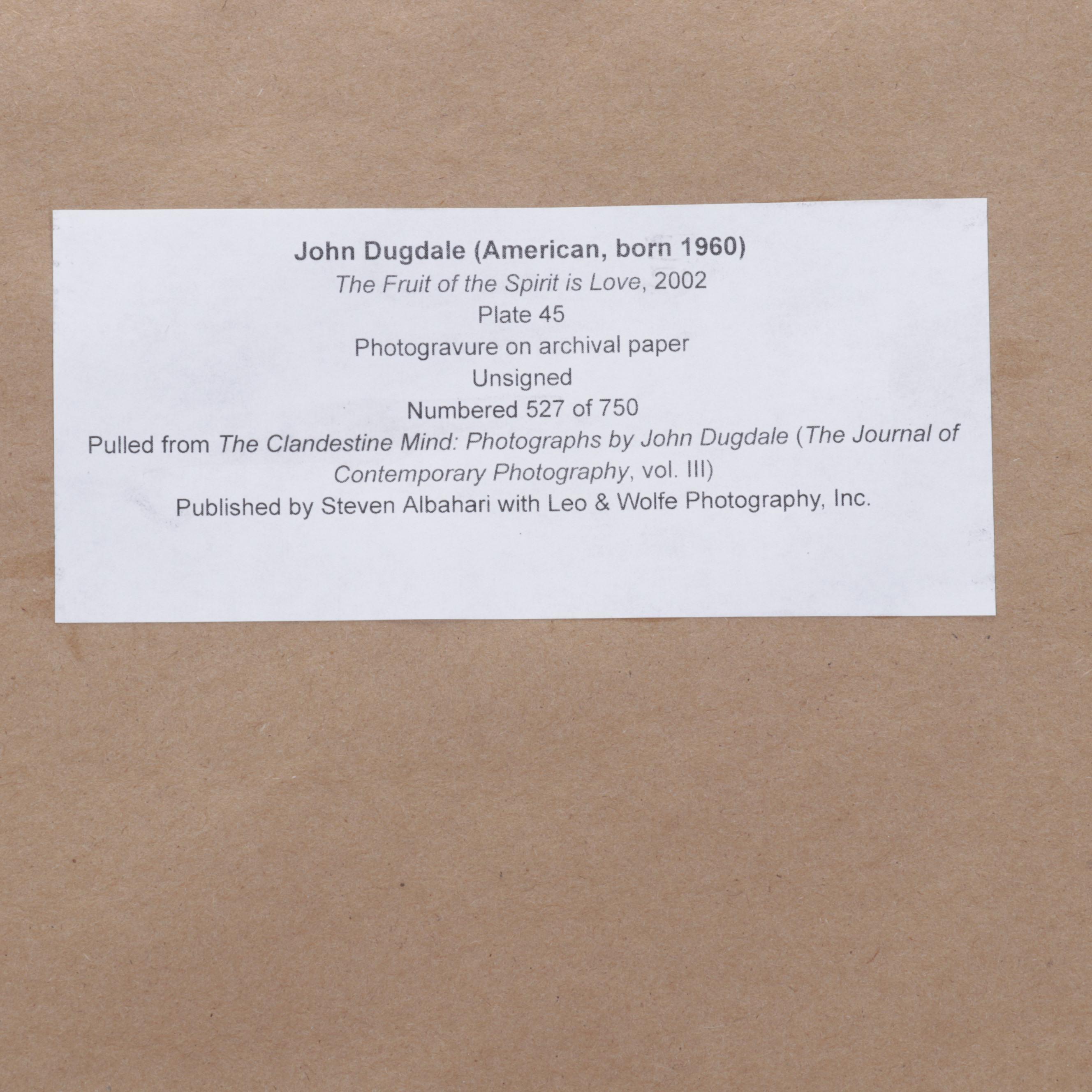 John Dugdale Photogravure "The Fruit of the Spirit is Love," 2002