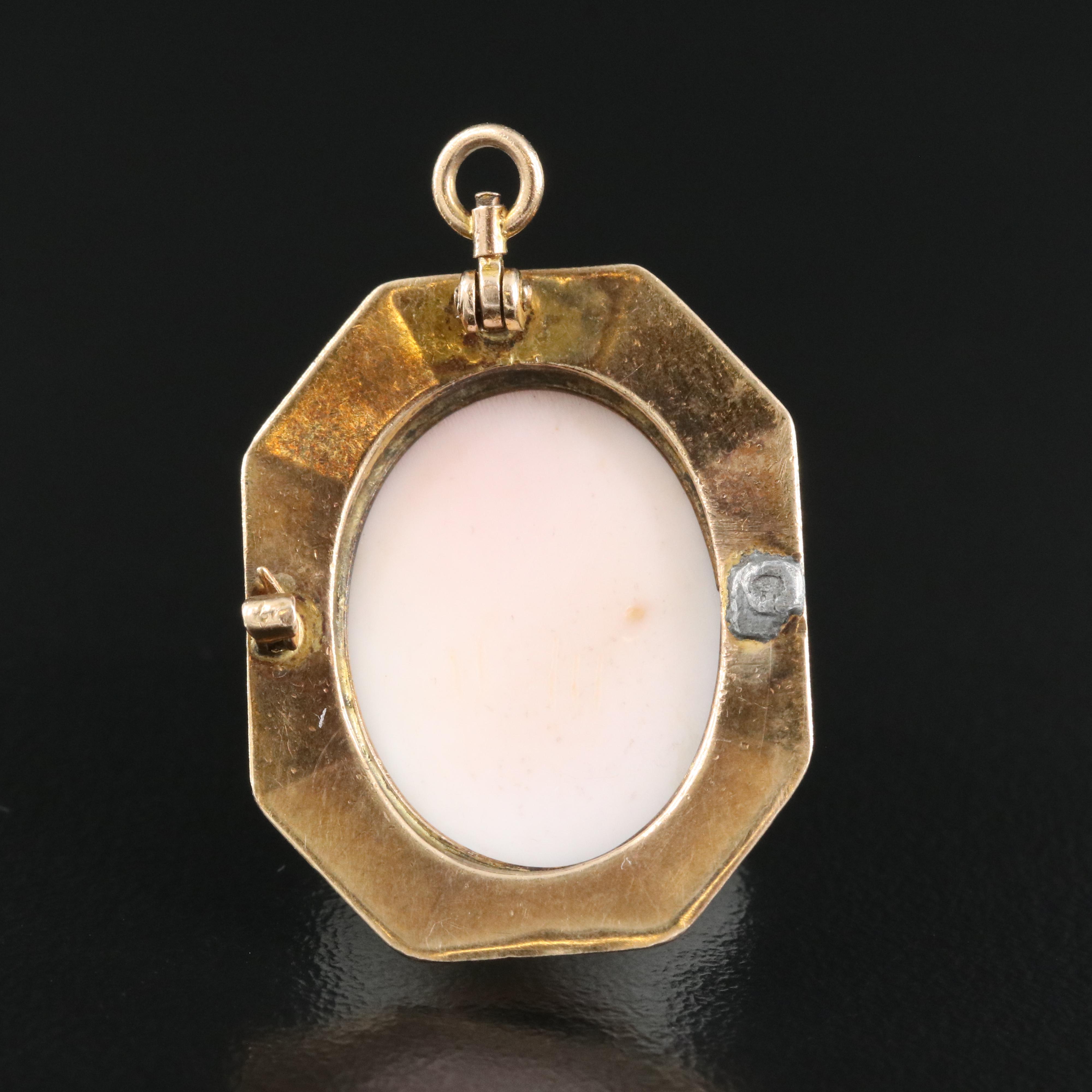 Antique 10K Shell Cameo Converter Brooch