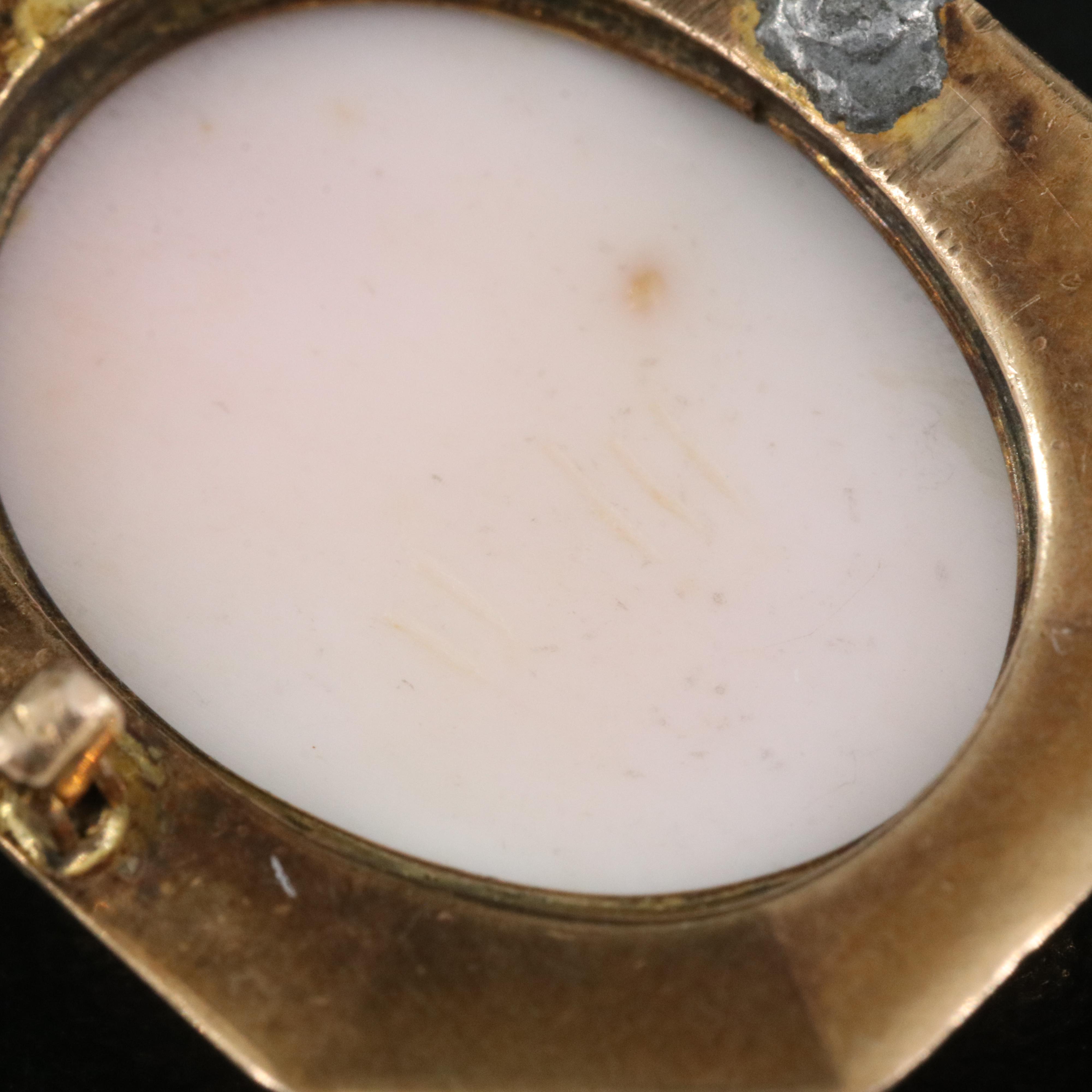 Antique 10K Shell Cameo Converter Brooch